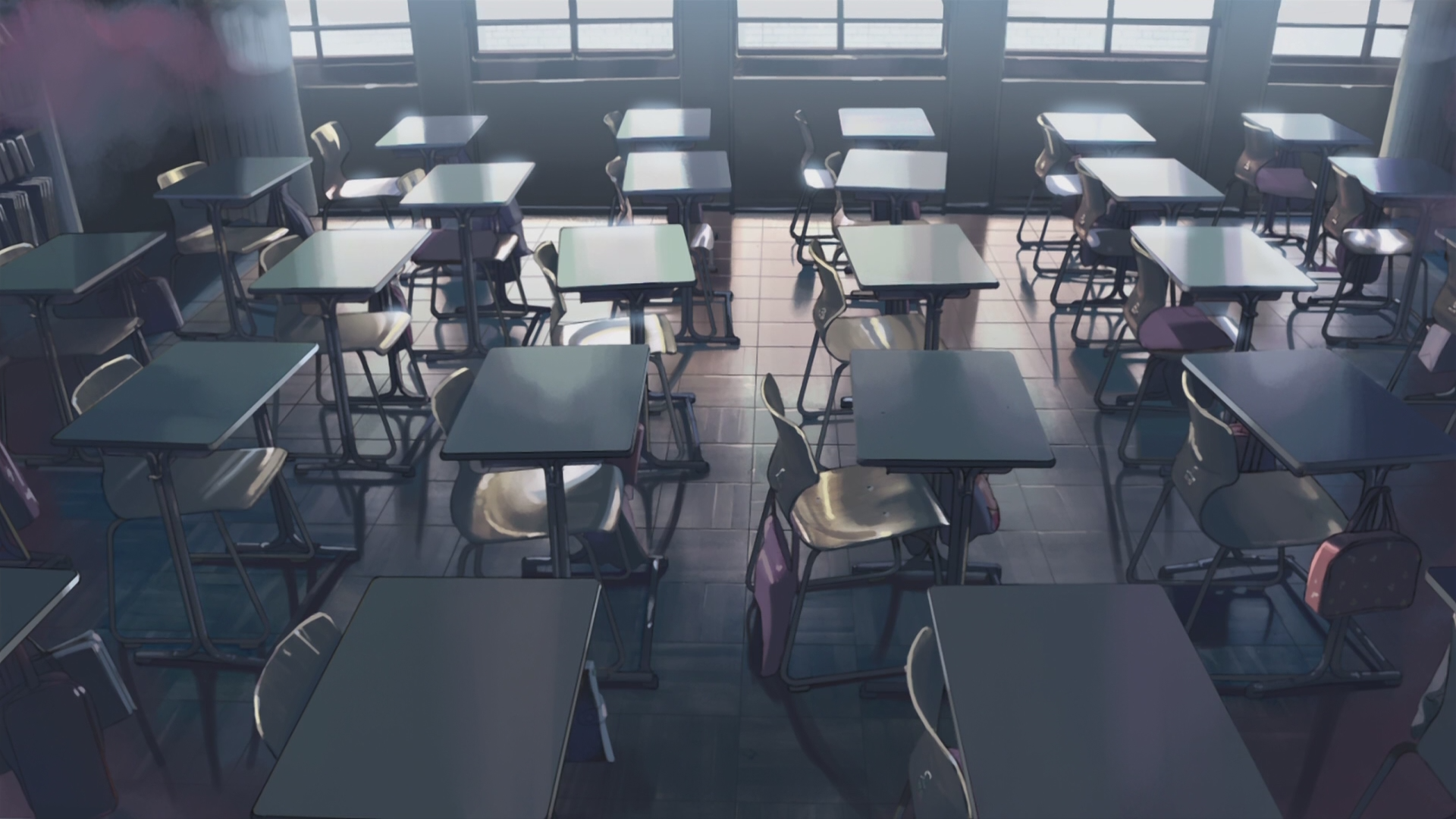 Empty Classroom with Desks and Chairs HD Wallpaper