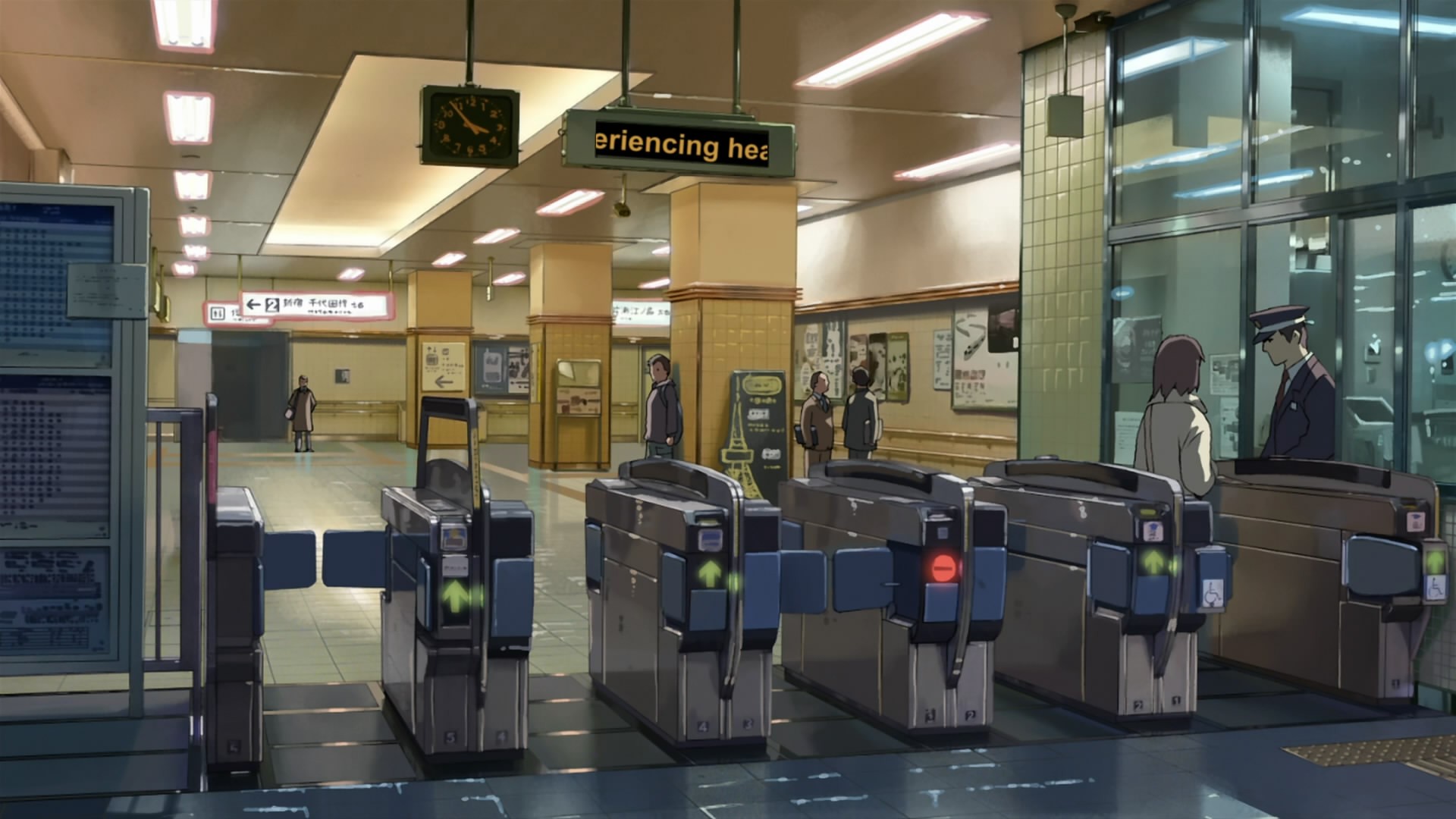 Anime train station ticket gates HD Wallpaper