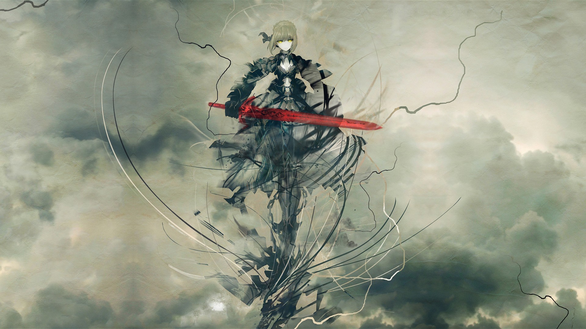 Saber from Fate/Zero with a red sword HD Wallpaper