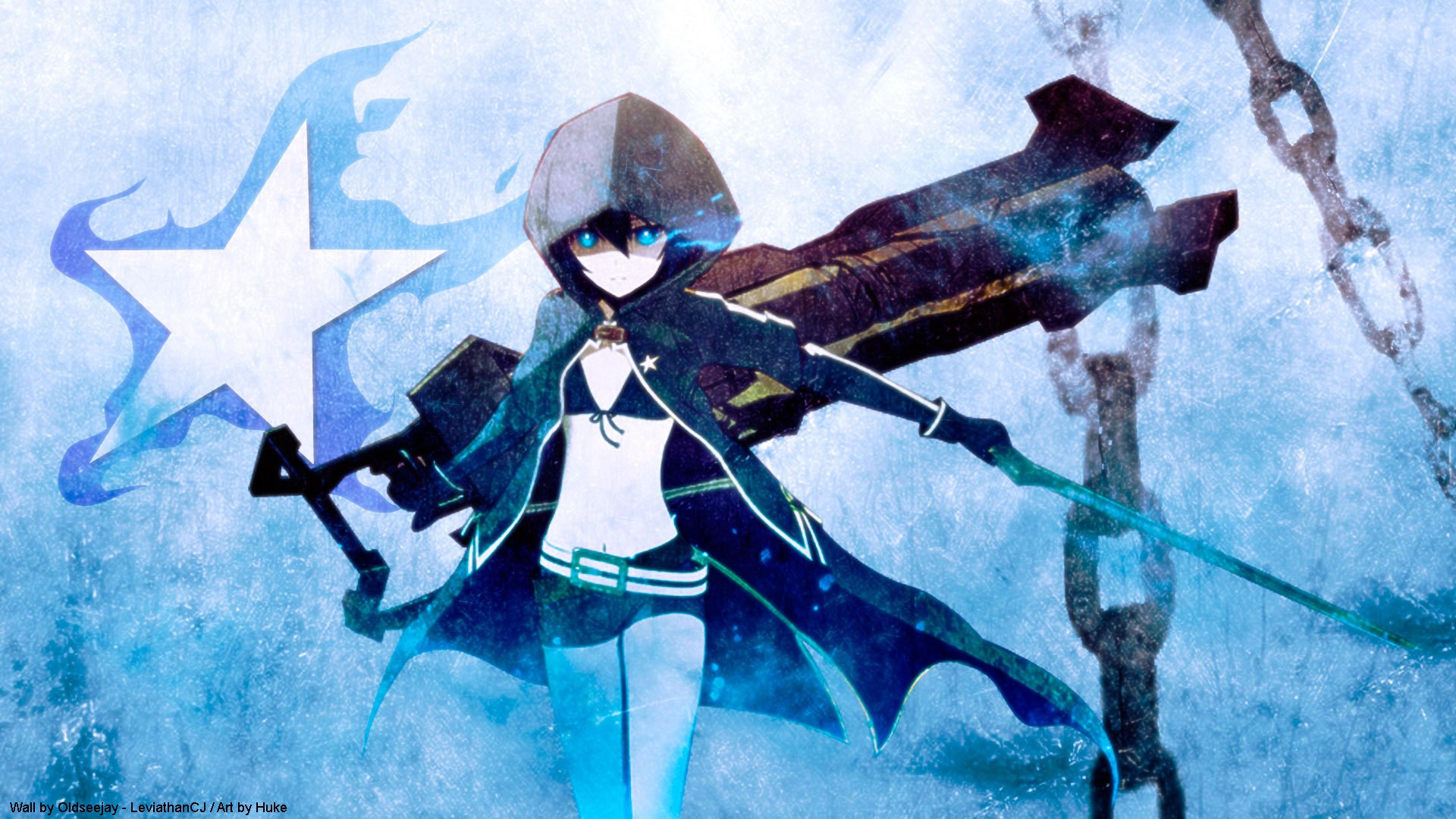 Black Rock Shooter with Star and Chains HD Wallpaper