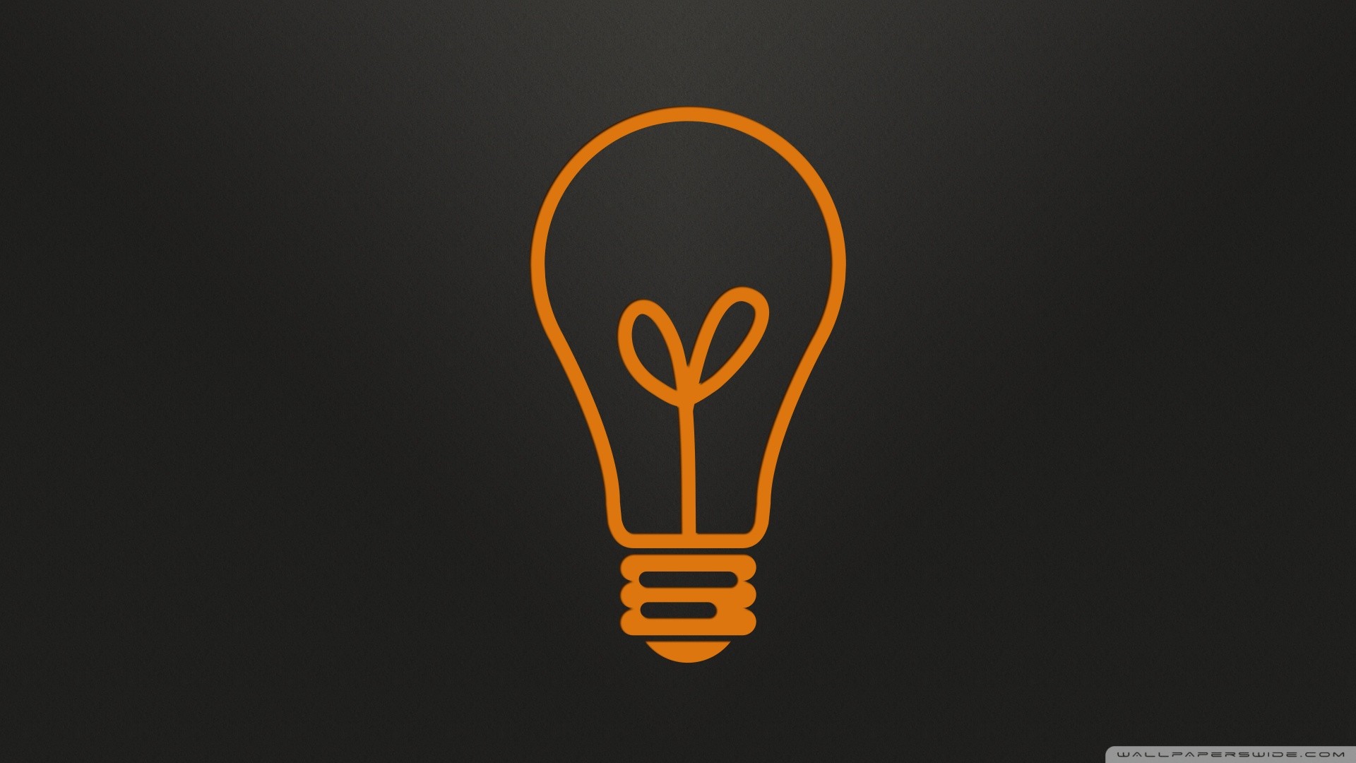 Minimalist orange light bulb logo on dark background HD Wallpaper