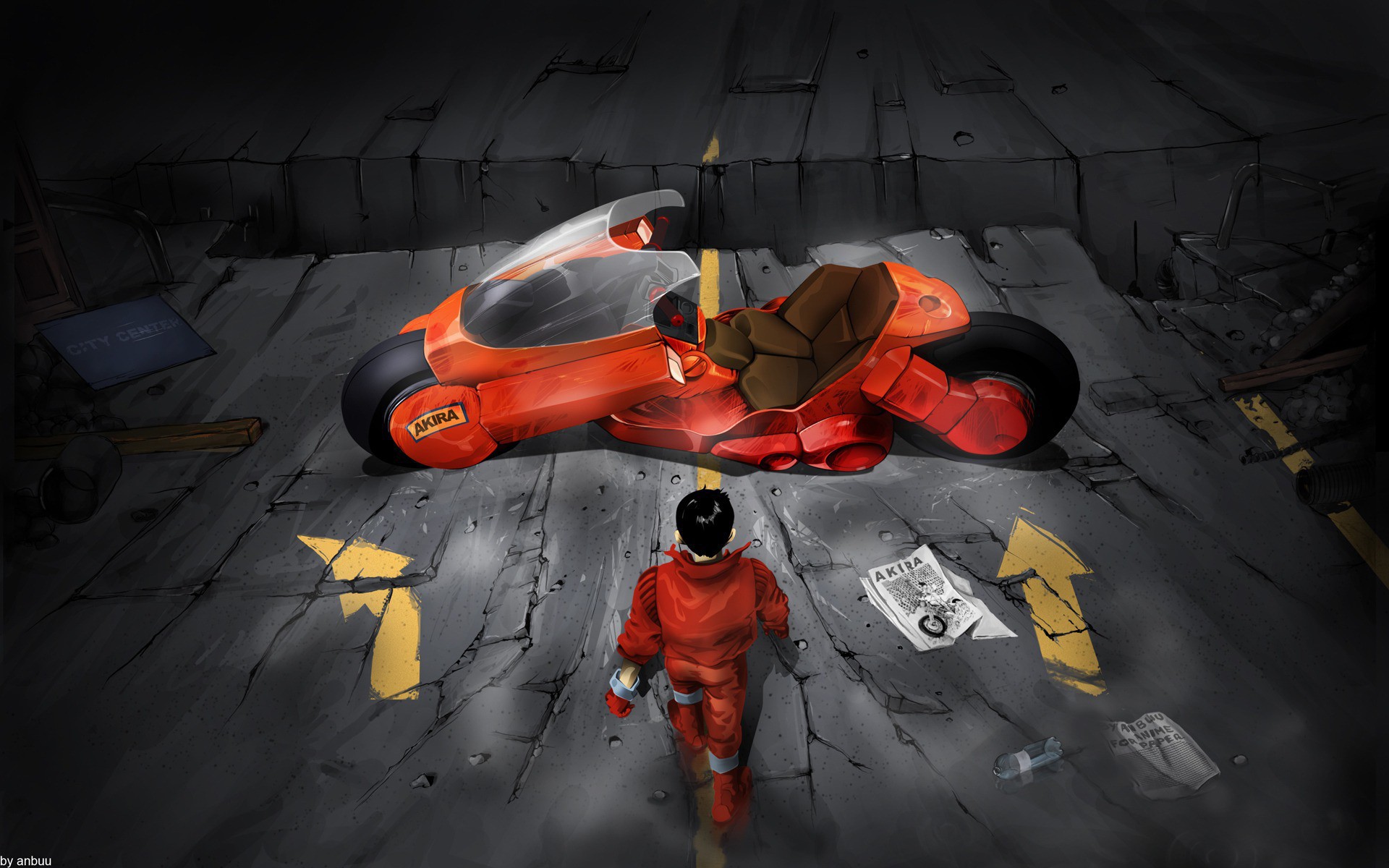Kaneda and his Akira motorcycle HD Wallpaper