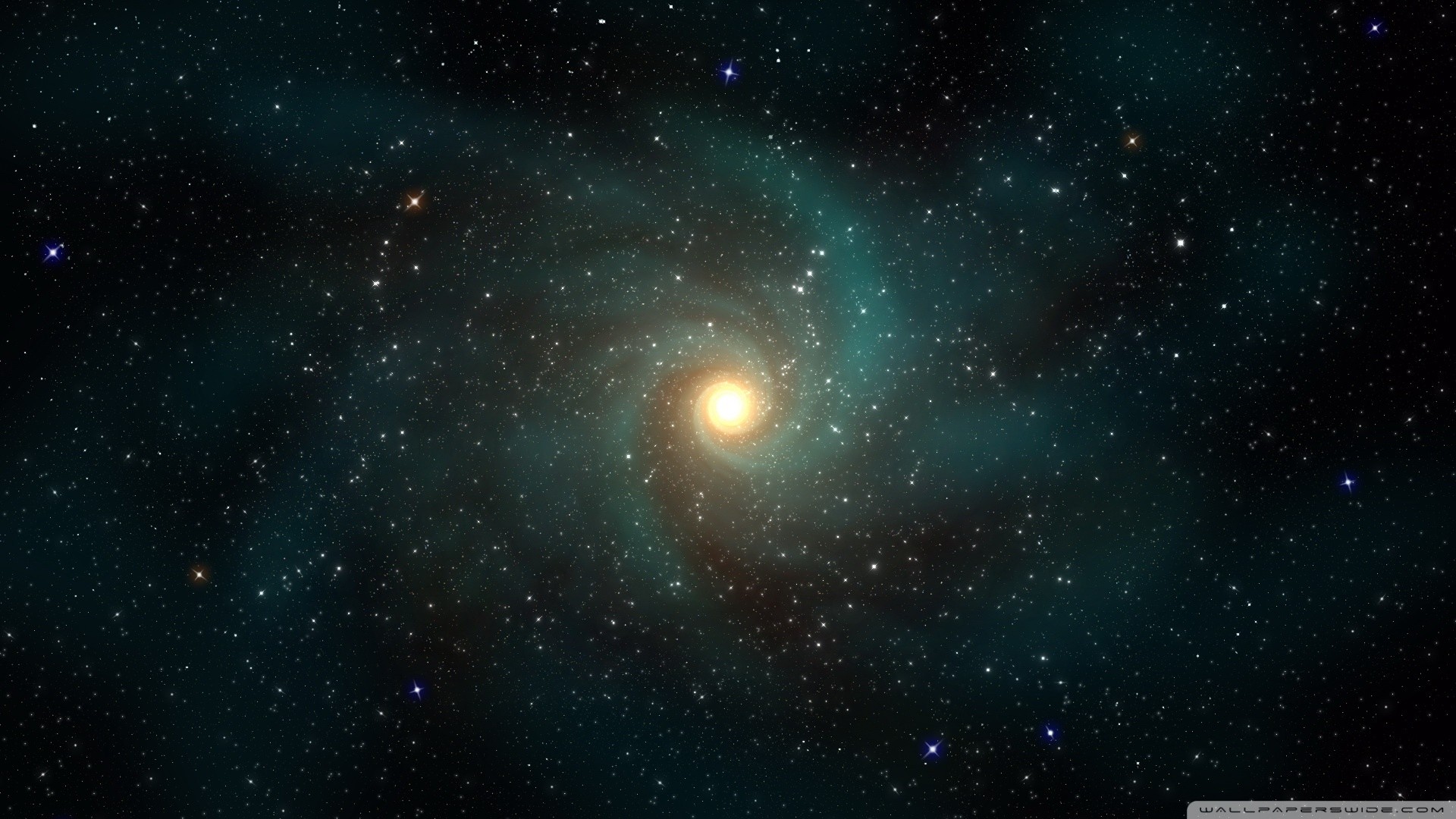 Spiral Galaxy with Bright Central Star HD Wallpaper