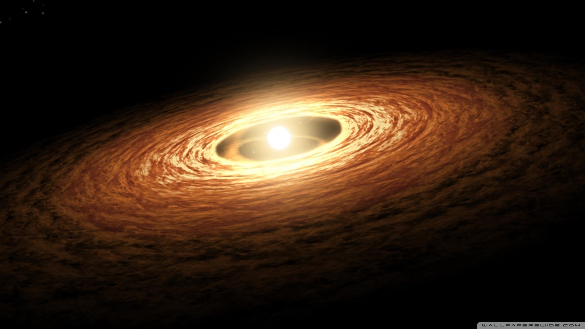 A star surrounded by a swirling accretion disk HD Wallpaper