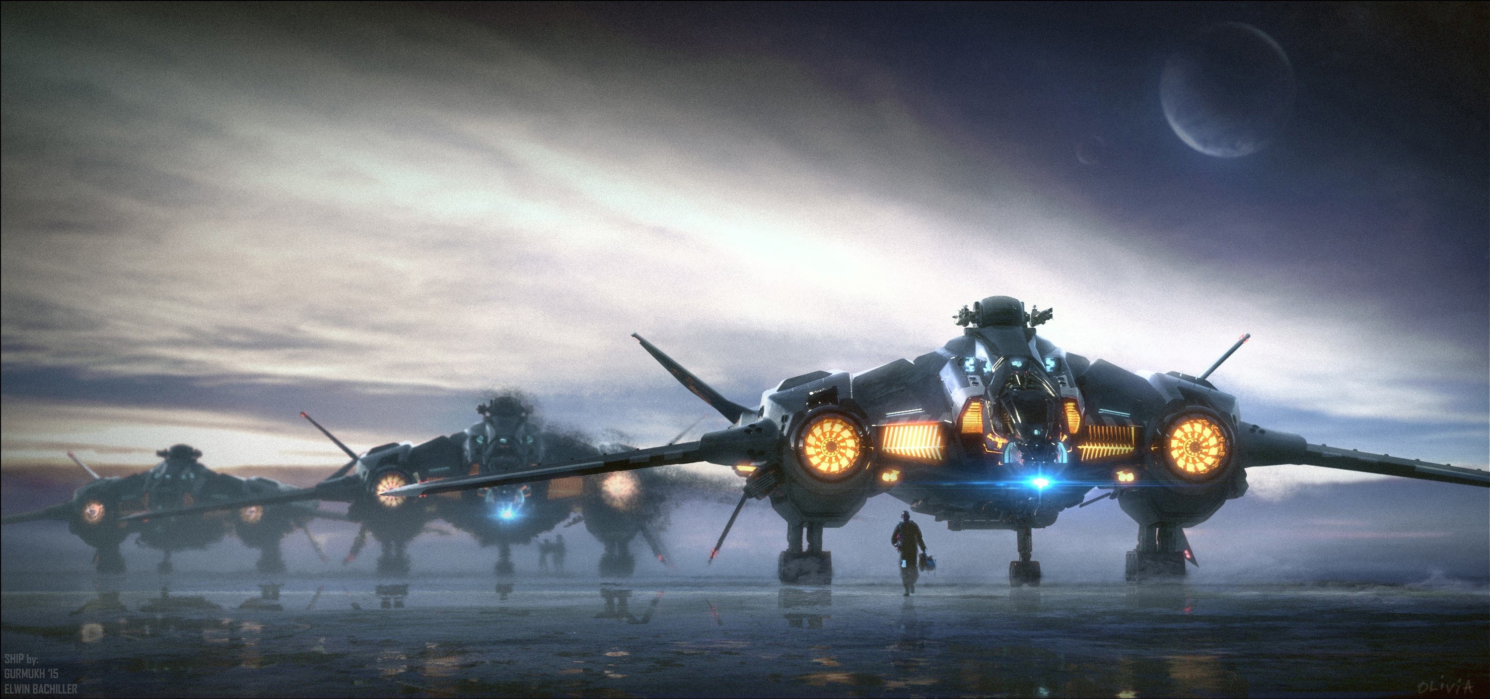 Star Citizen futuristic spacecraft on alien planet HD Wallpaper