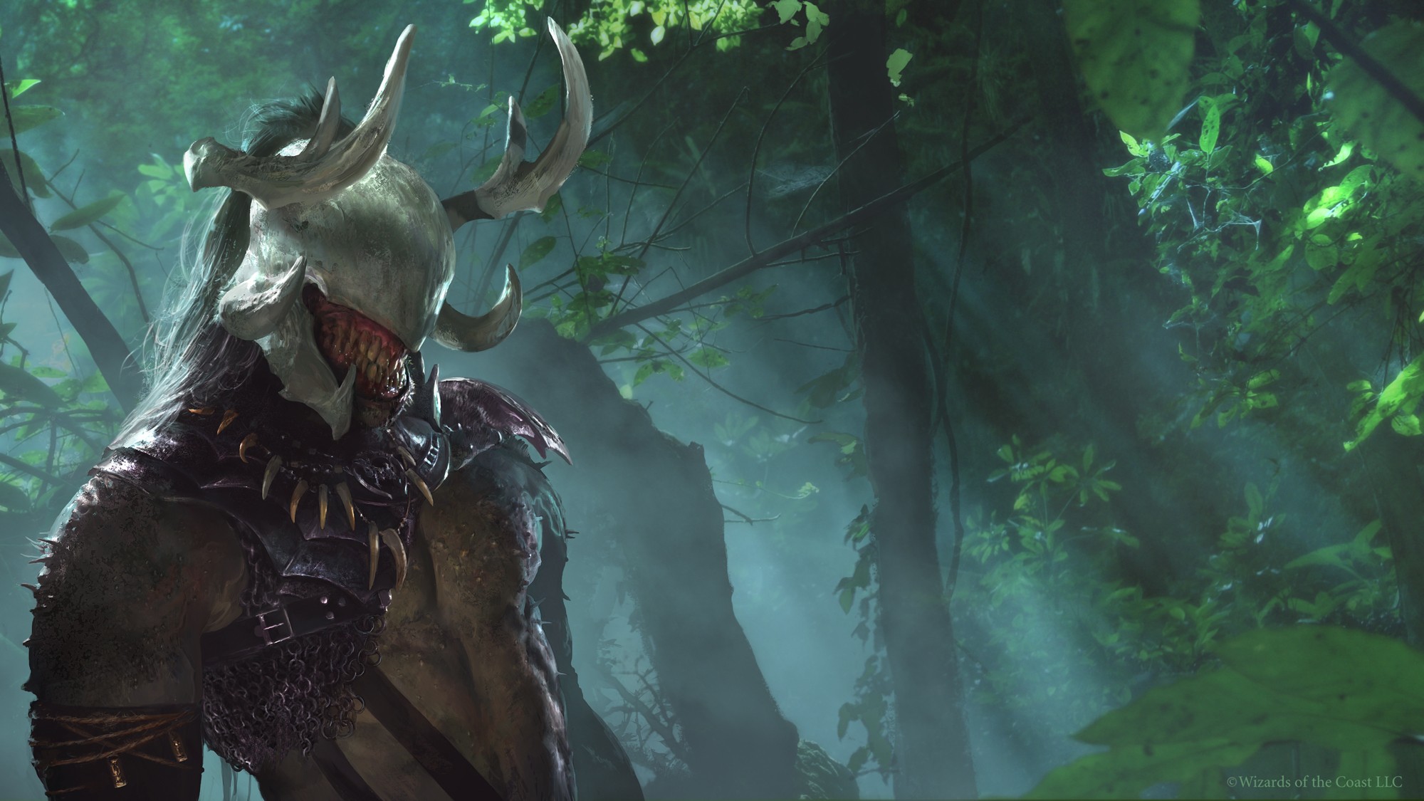 Magic: The Gathering creature in a misty forest HD Wallpaper