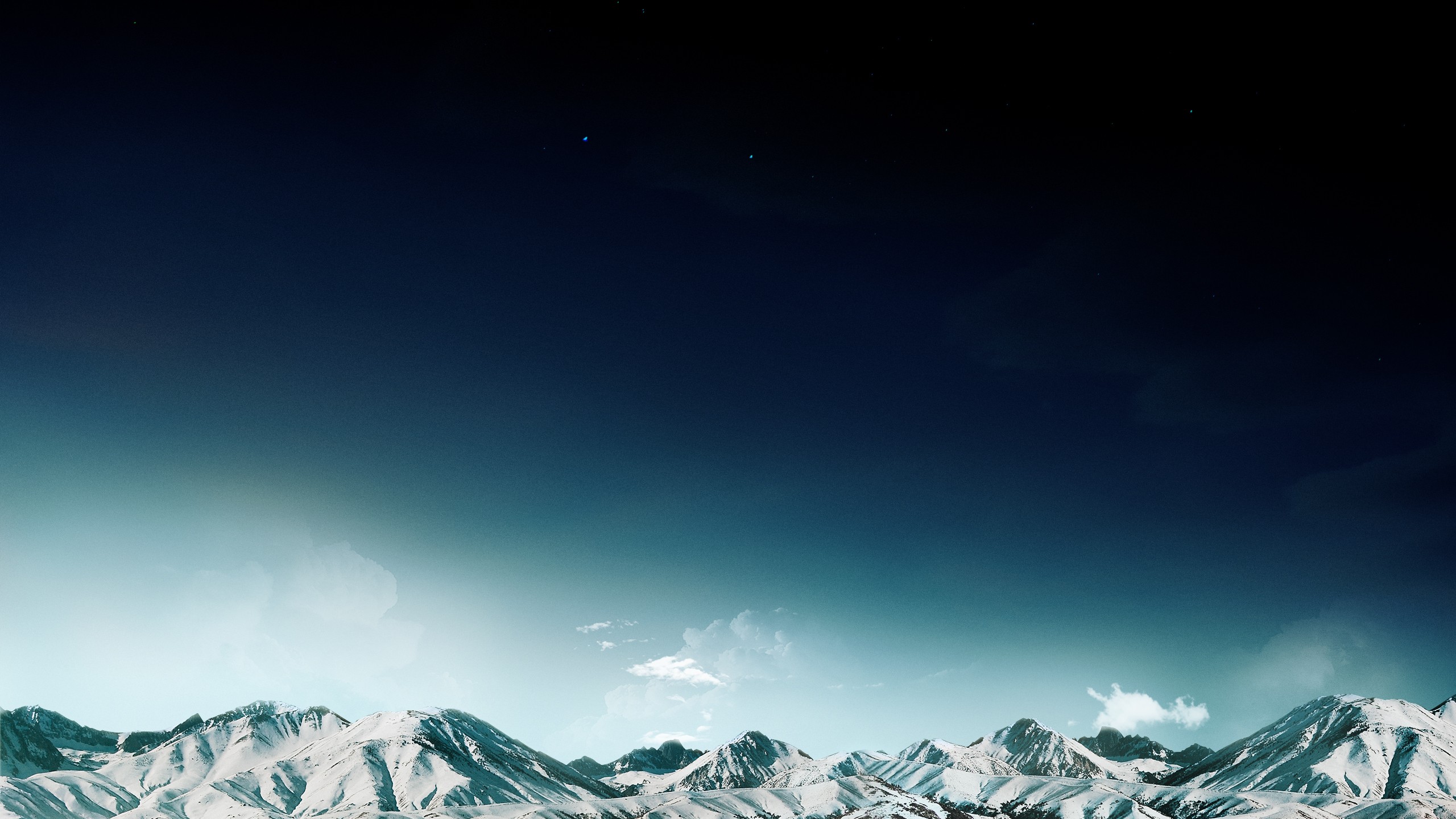Snowy mountains under a starry night sky HD Wallpaper