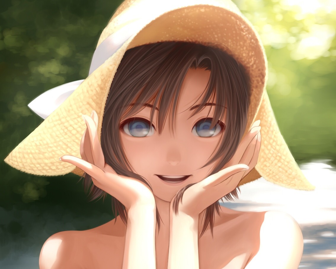 Kikuchi Makoto from THE iDOLM@STER wearing a straw hat HD Wallpaper