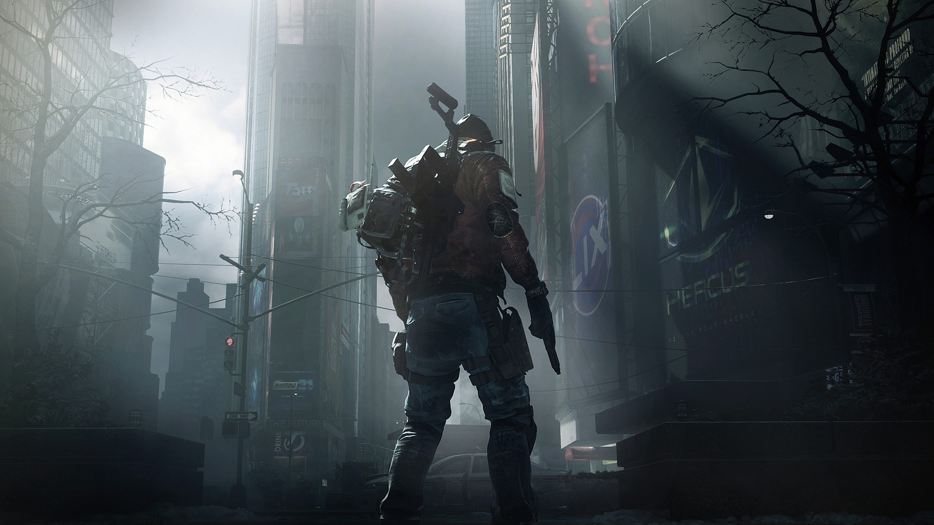 Soldier in apocalyptic Times Square from Tom Clancy's The Division HD Wallpaper