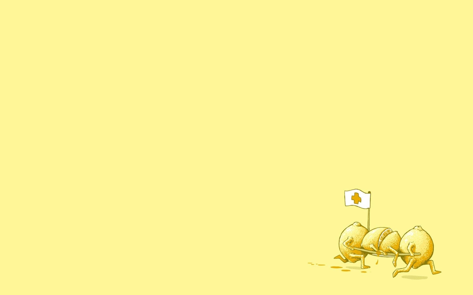 Lemons carrying a wounded lemon with a medical flag HD Wallpaper