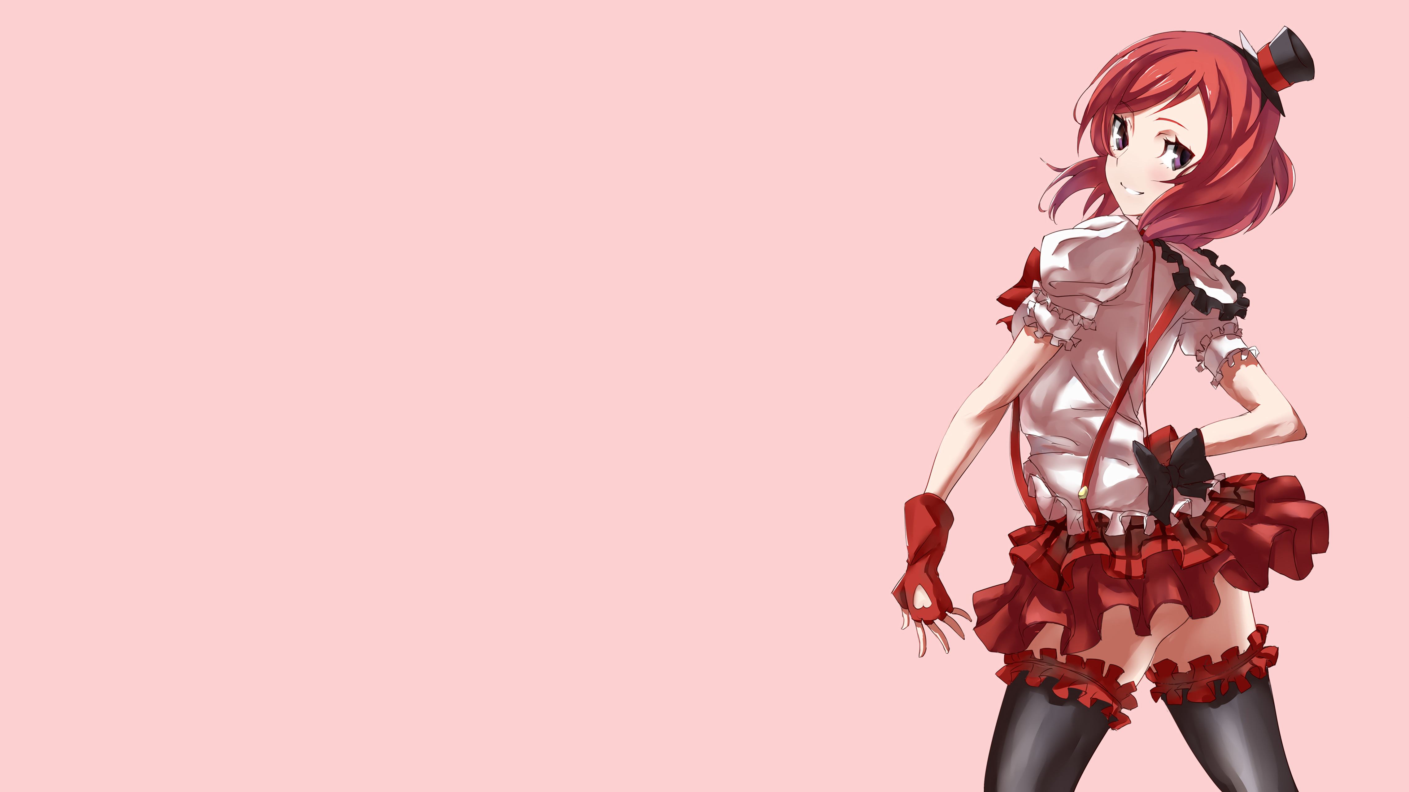 Nishikino Maki from Love Live! in a red and white outfit HD Wallpaper