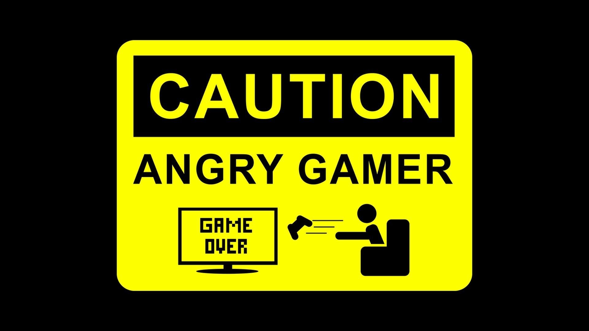Caution Angry Gamer Sign HD Wallpaper