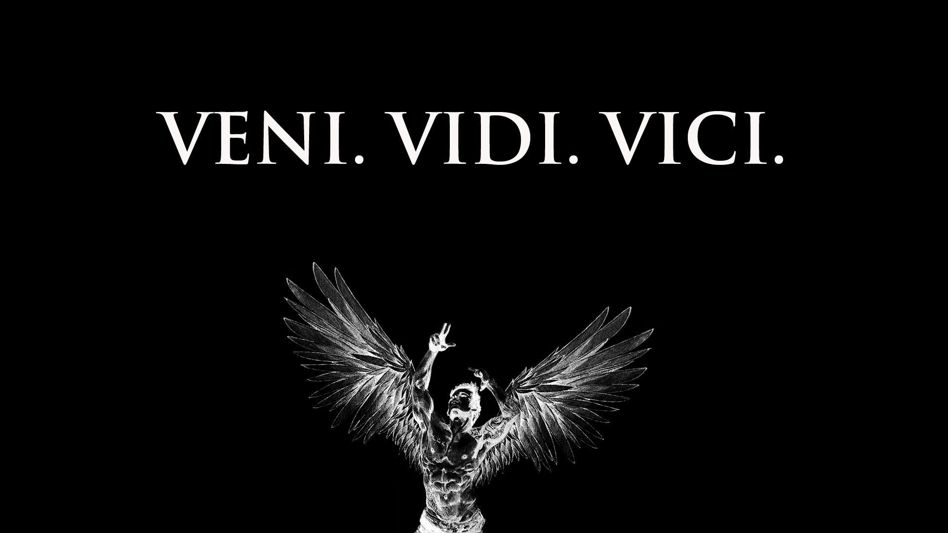 Veni Vidi Vici quote with winged man HD Wallpaper