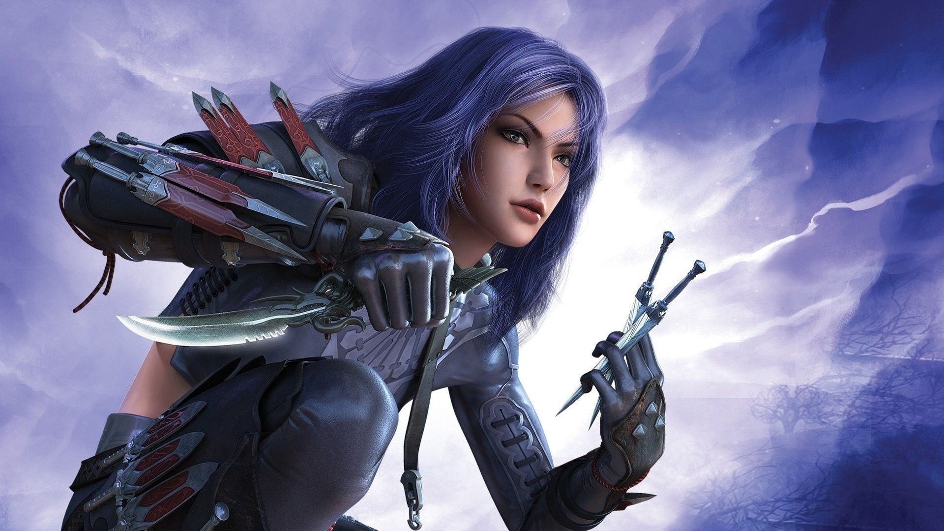 Nika from Guild Wars with daggers HD Wallpaper