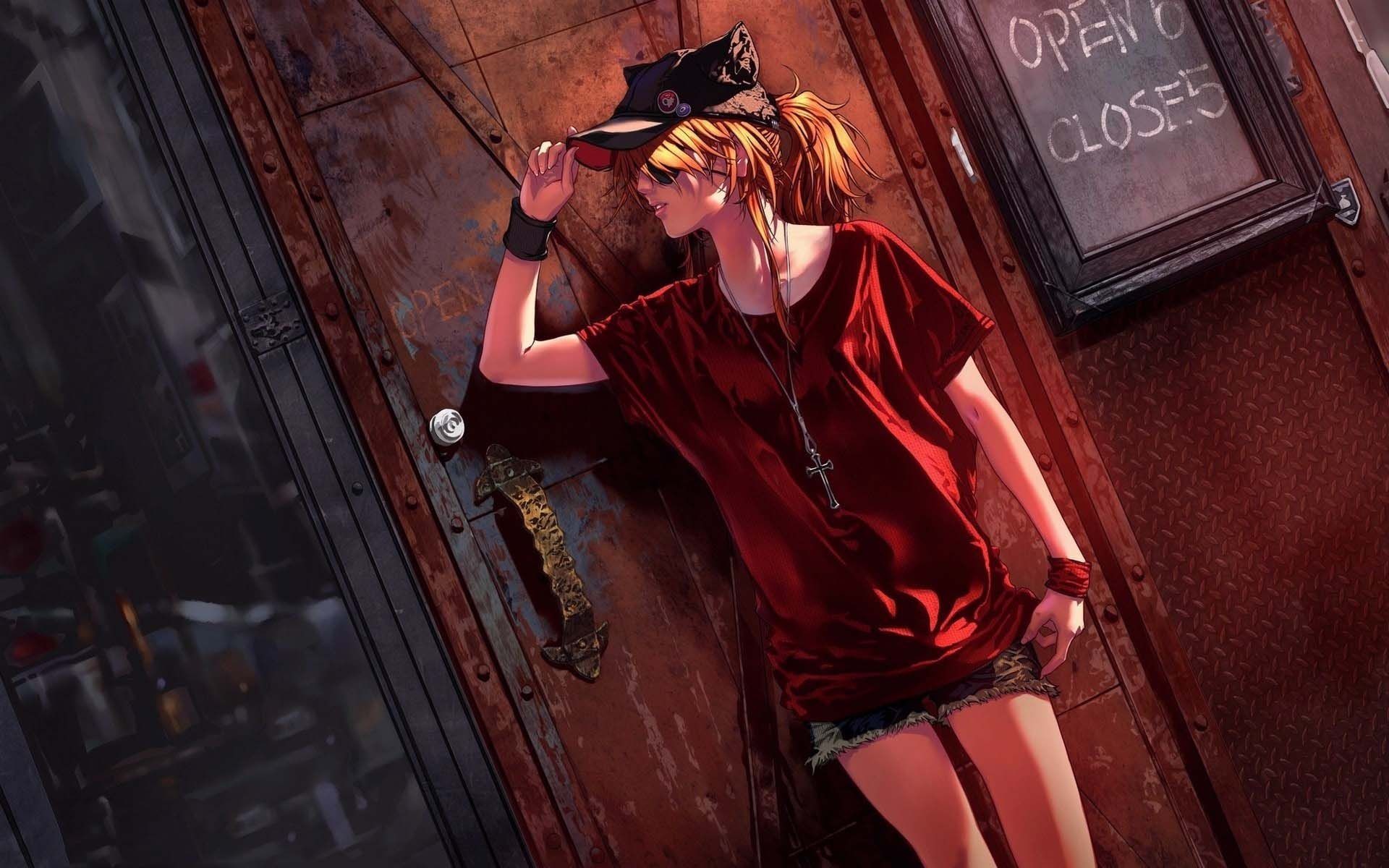 Asuka Langley Soryu leaning on a rusty door HD Wallpaper