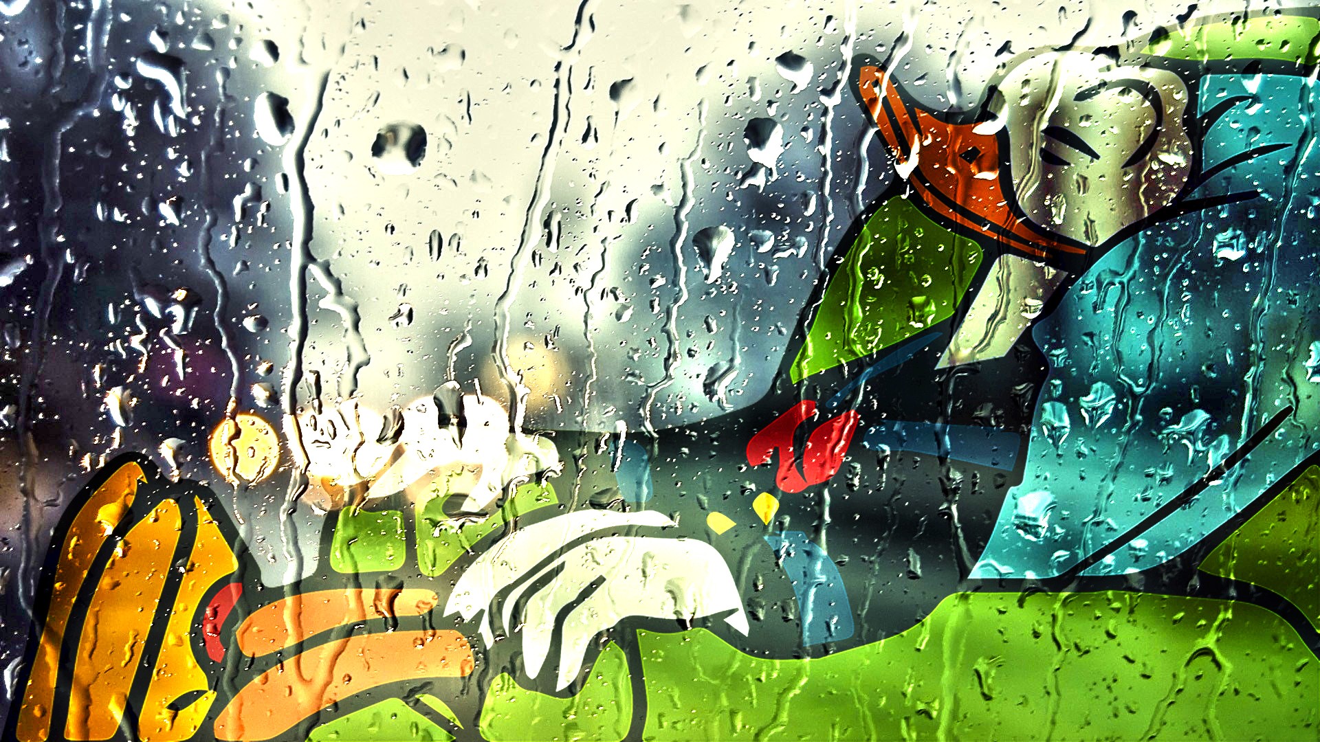 Donald Duck resting on a rainy day HD Wallpaper