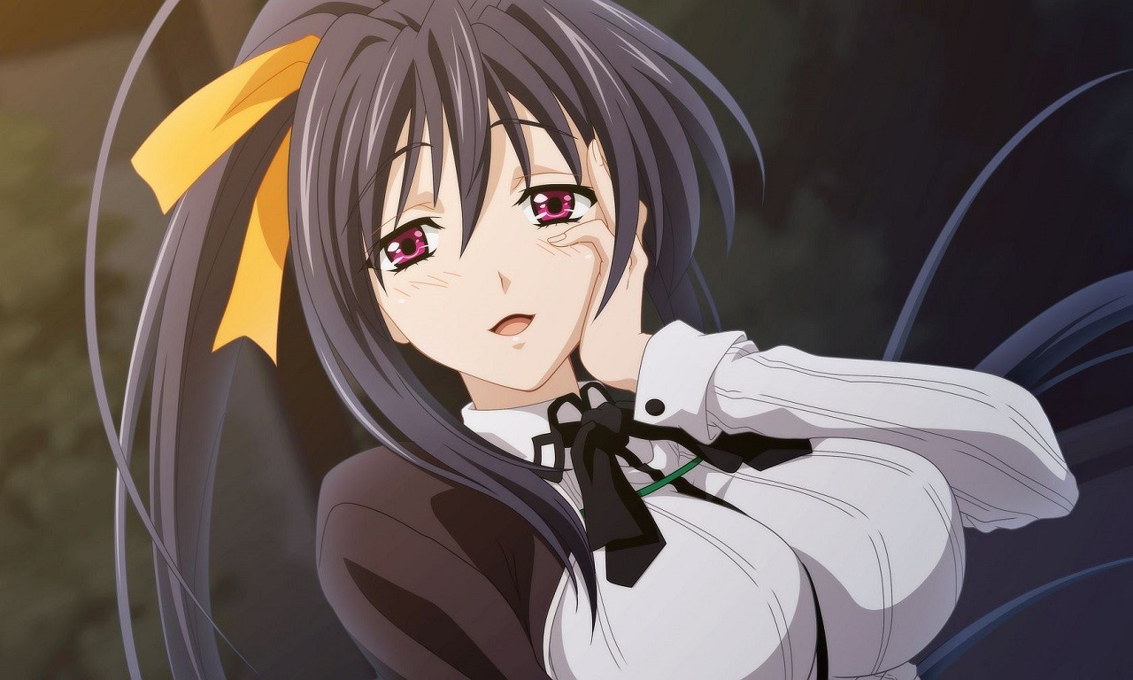 4K City Himejima Akeno Synthwave Anime Girls Retro Style Noisy 