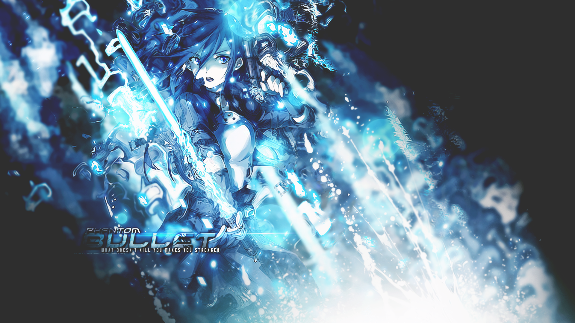 Phantom Bullet Anime Girl with Glowing Sword HD Wallpaper