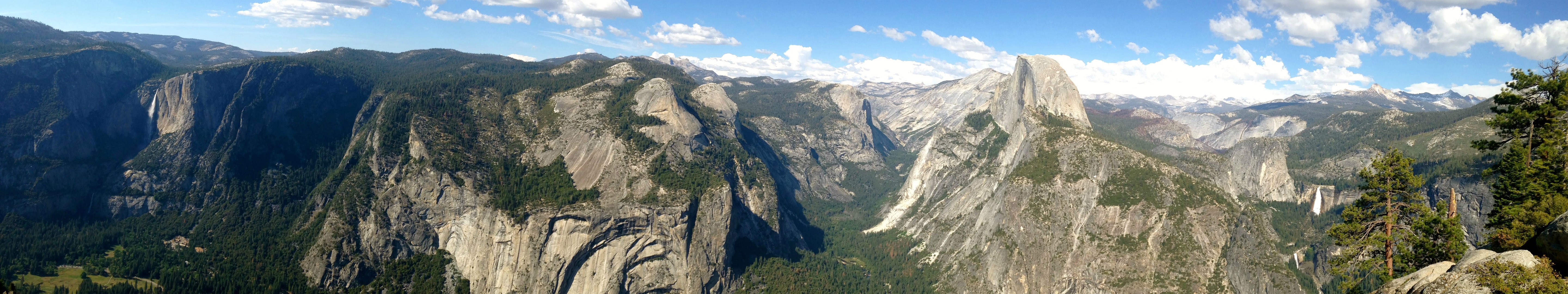 Yosemite National Park panoramic view with Half Dome HD Wallpaper