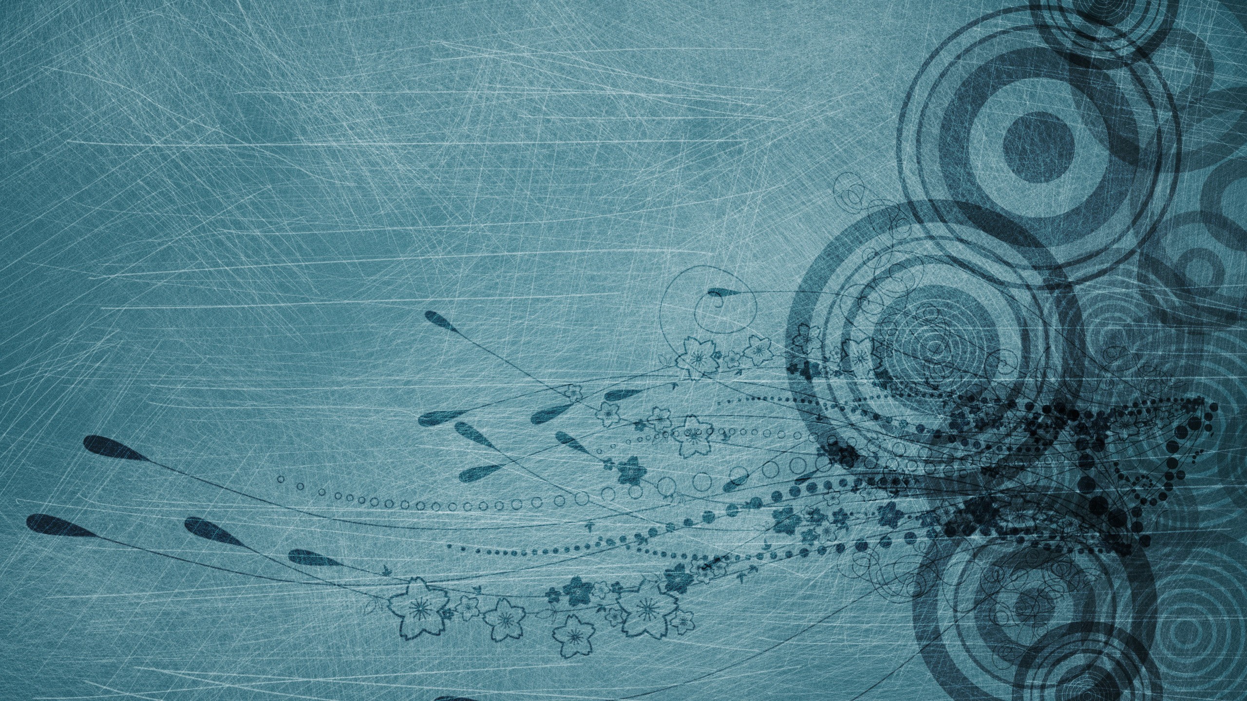 Abstract blue background with floral and circular patterns HD Wallpaper