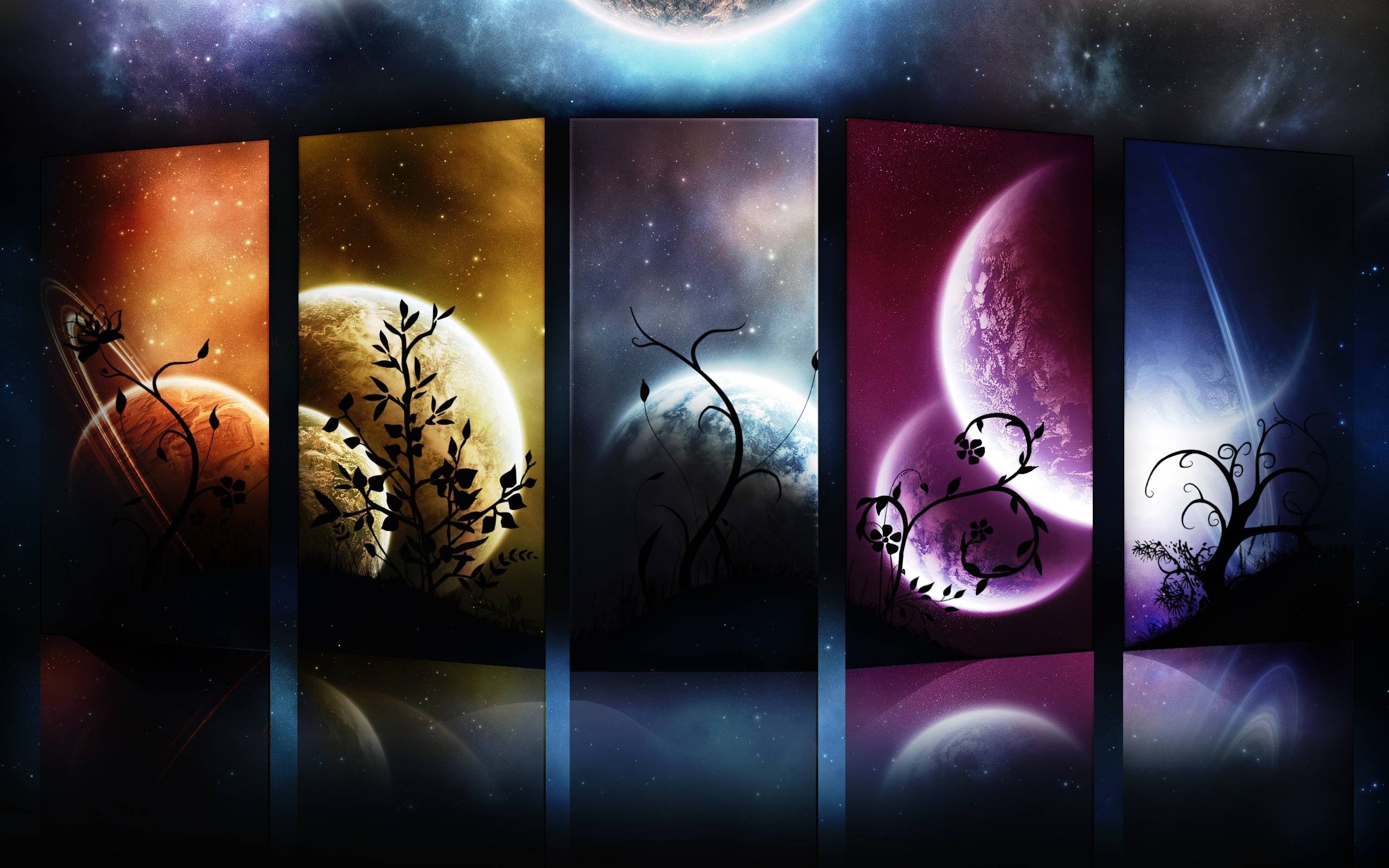 Abstract planets and celestial bodies in space HD Wallpaper