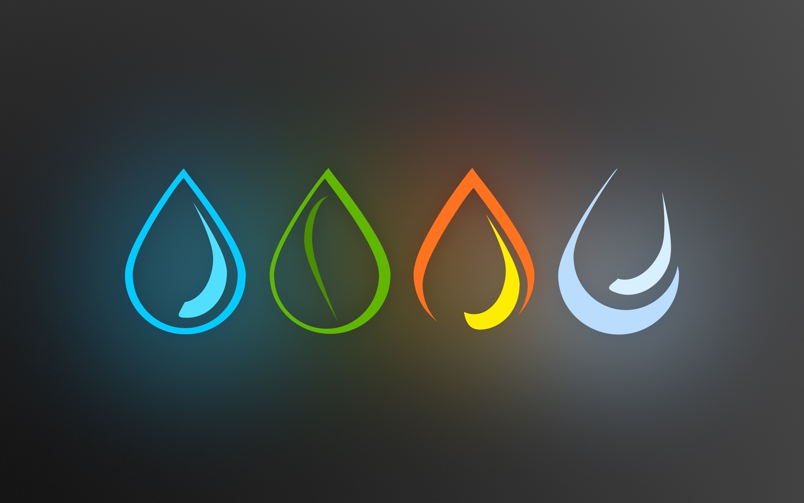 Four elemental symbols on a dark background HD Wallpaper