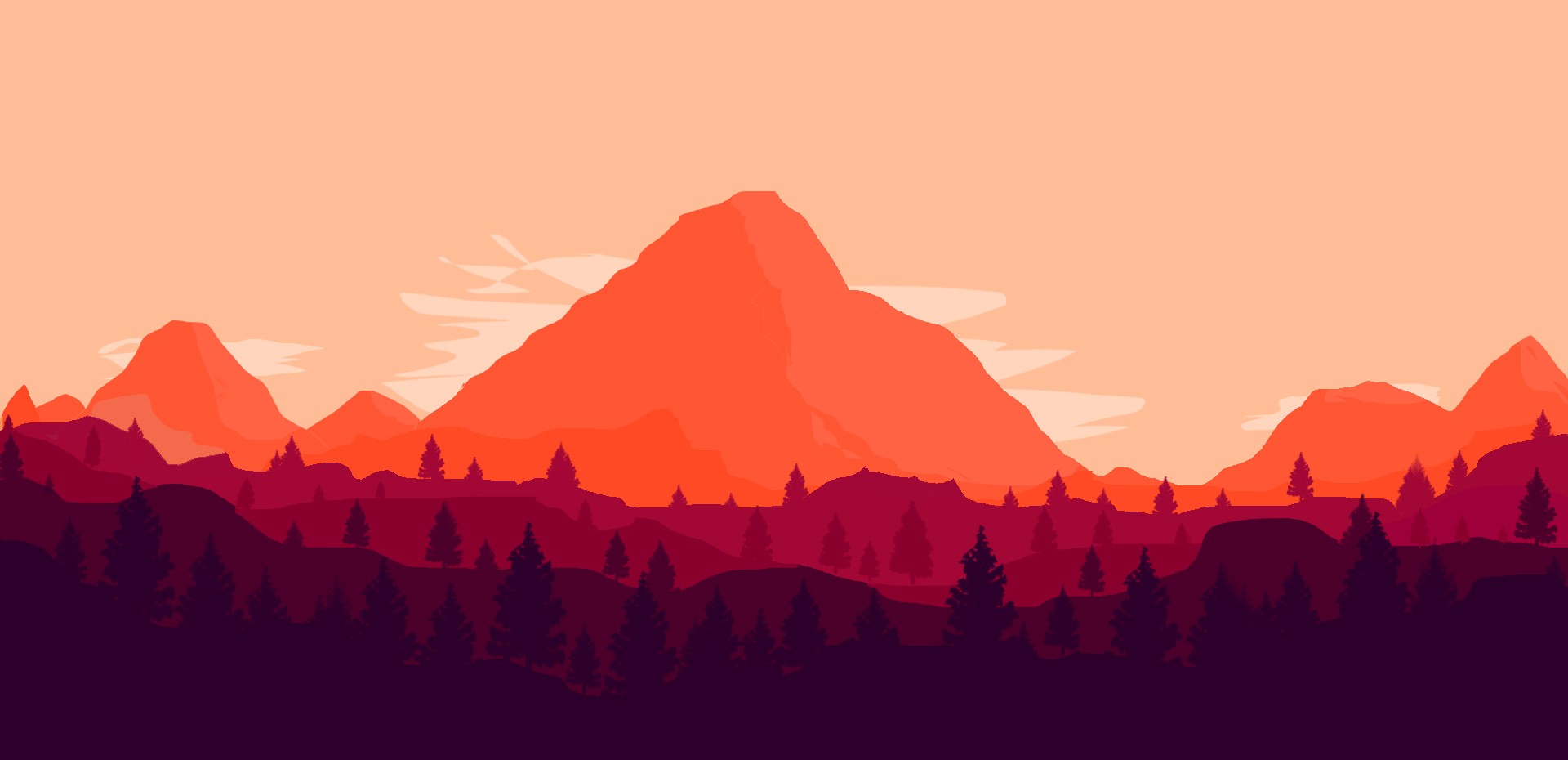 Minimalist mountain landscape at sunset HD Wallpaper
