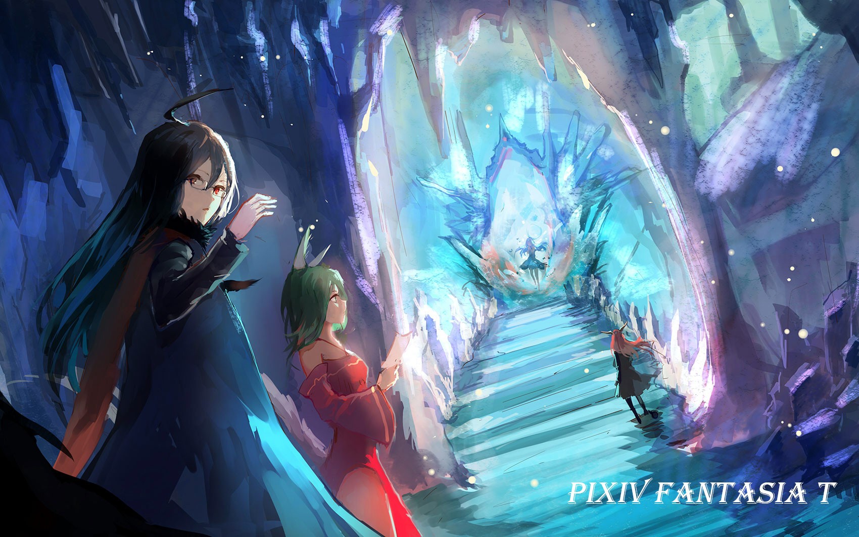 Pixiv Fantasia T: Characters in an Ice Cave HD Wallpaper