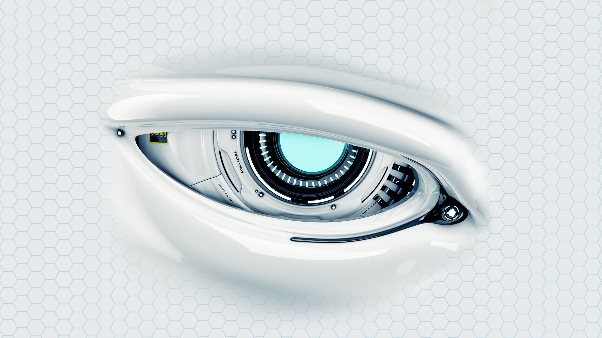Digital art of a futuristic robotic eye HD Wallpaper