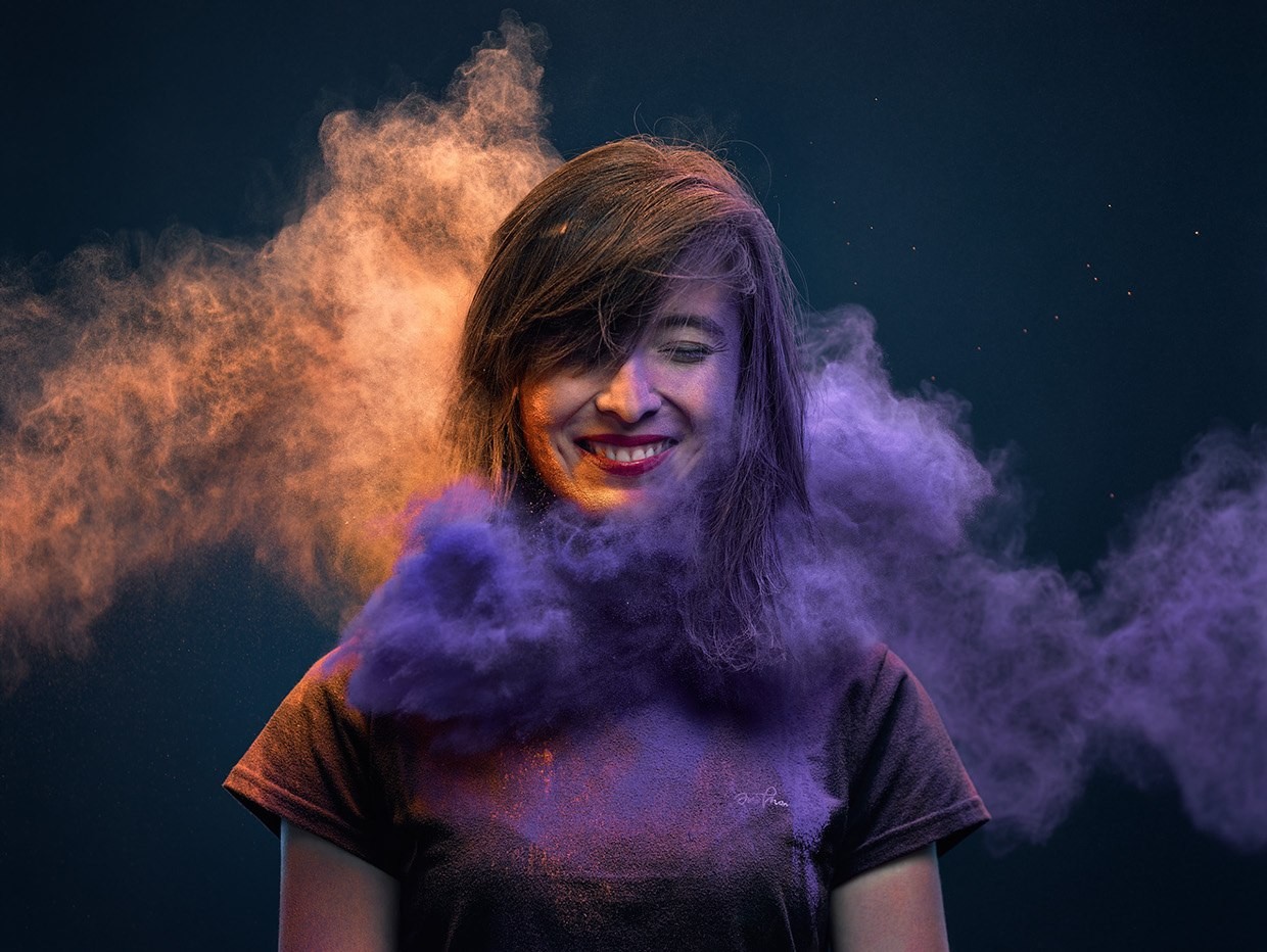 Woman covered in colorful powder HD Wallpaper