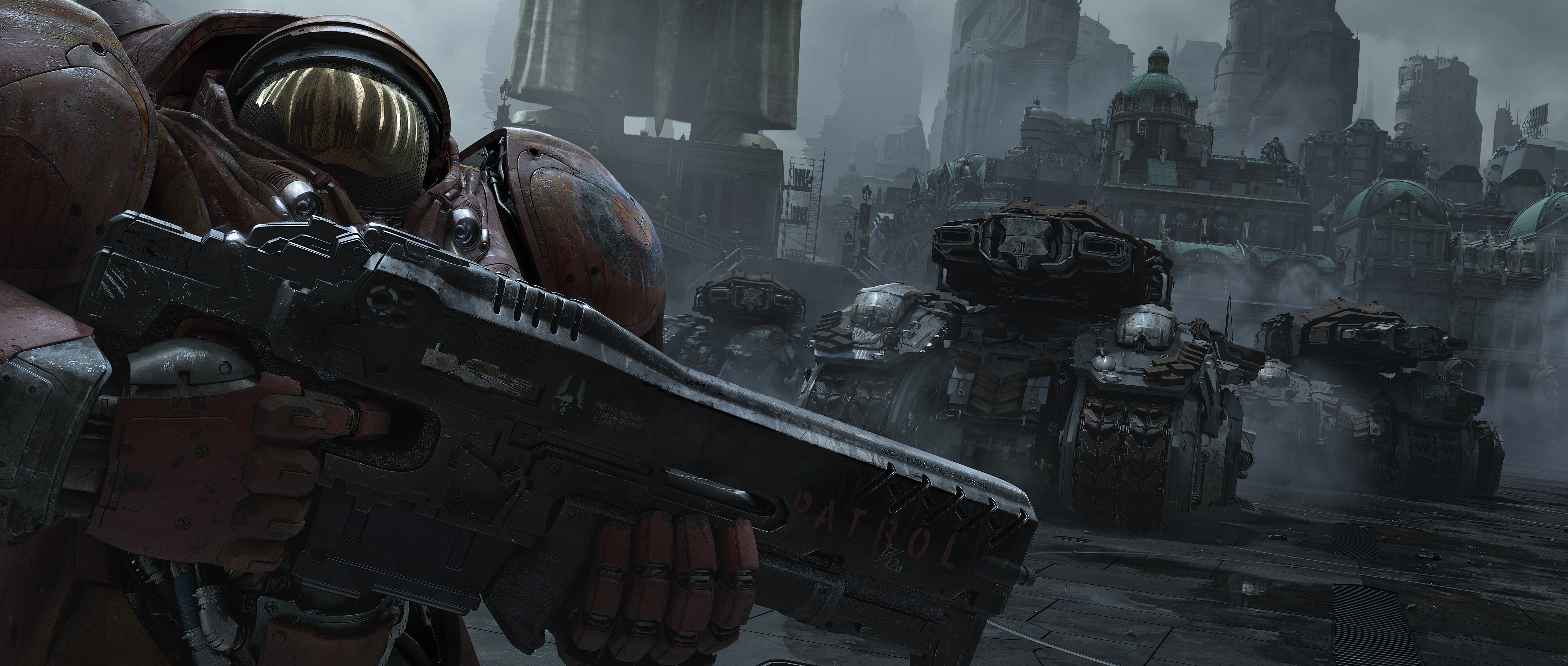 Starcraft II Marine and Tanks in a City HD Wallpaper