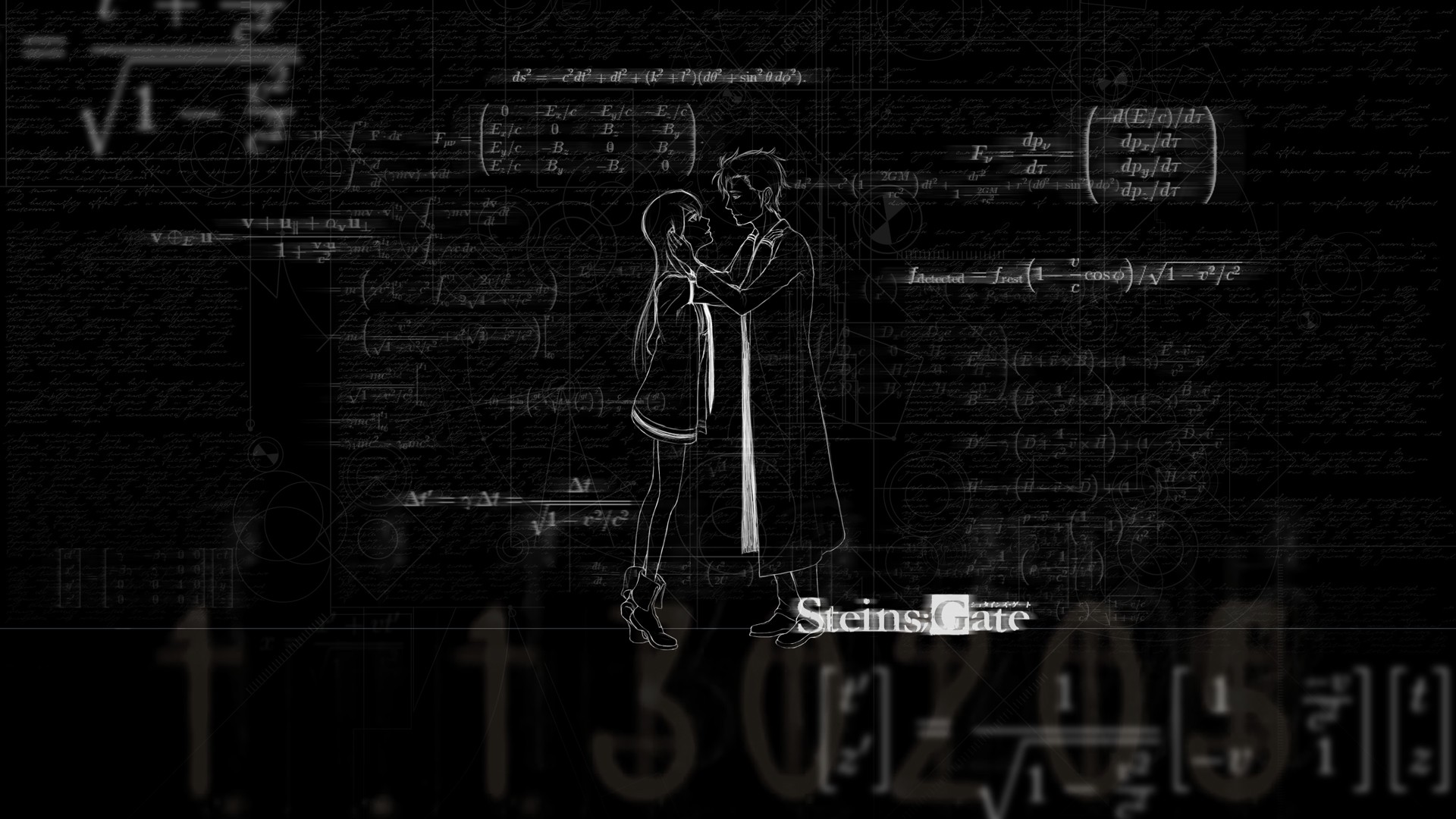 Steins;Gate anime couple with mathematical background HD Wallpaper