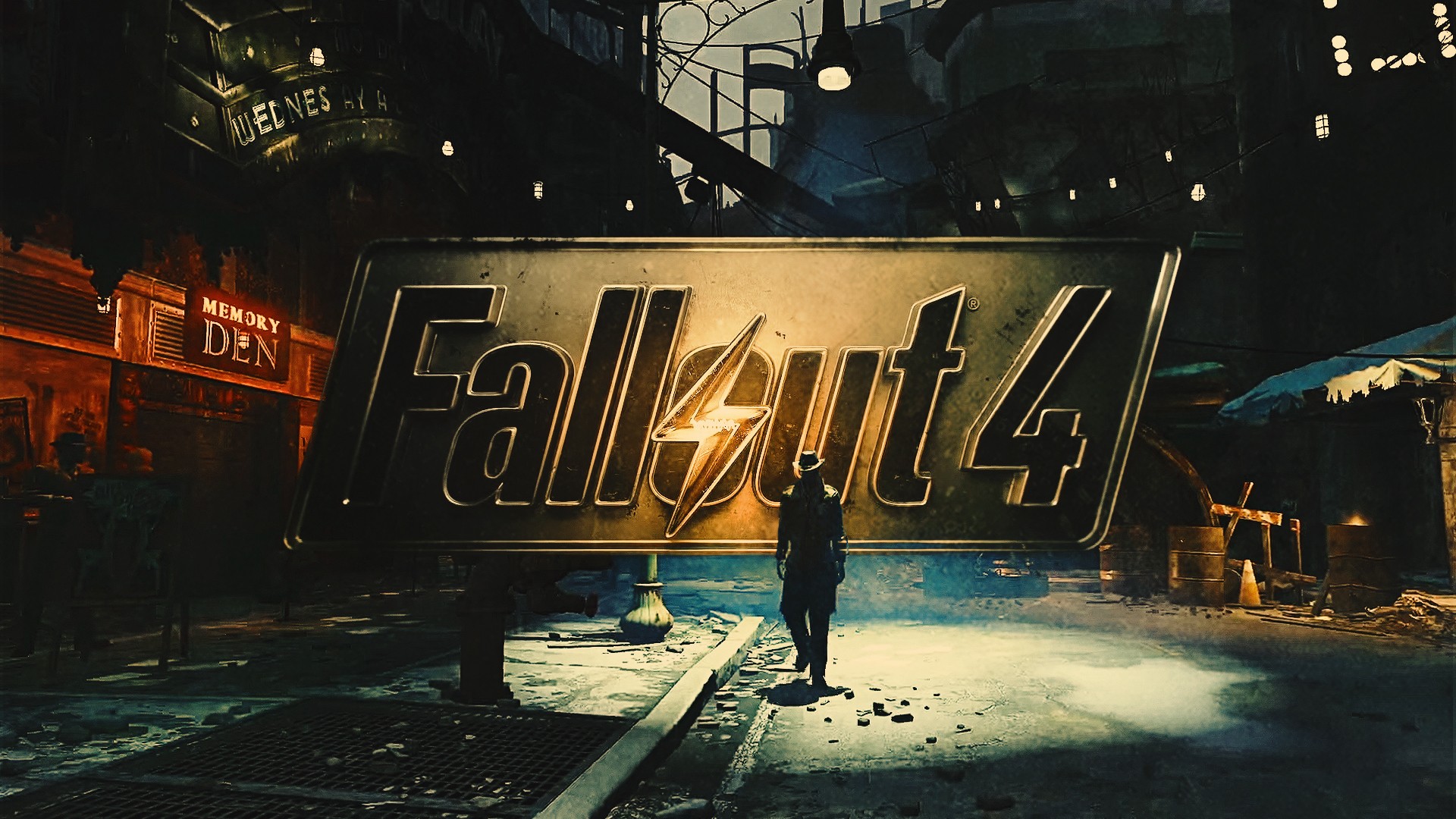 Fallout 4 title screen with a lone figure HD Wallpaper