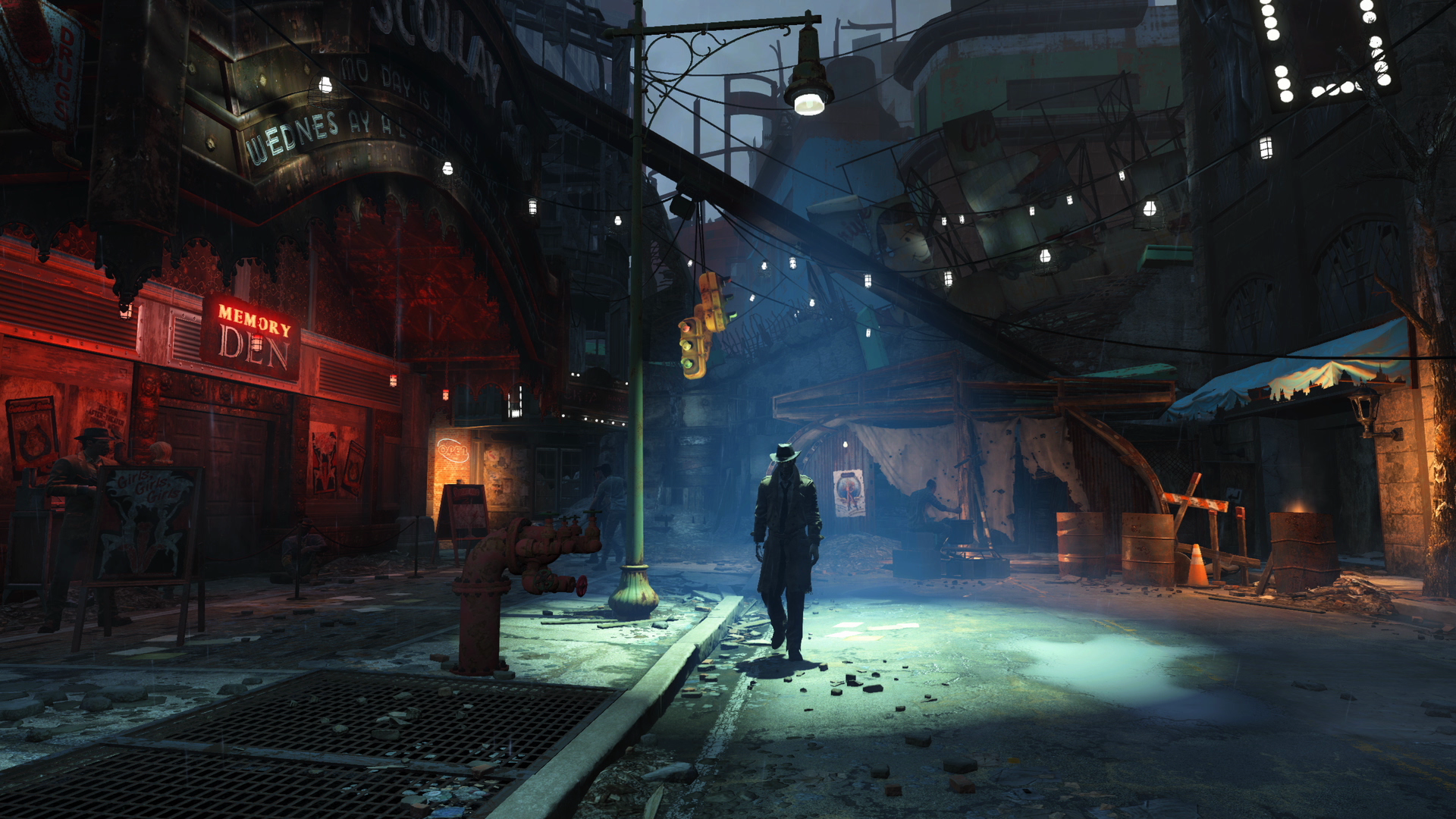 Fallout 4 Memory Den Street Scene HD Wallpaper