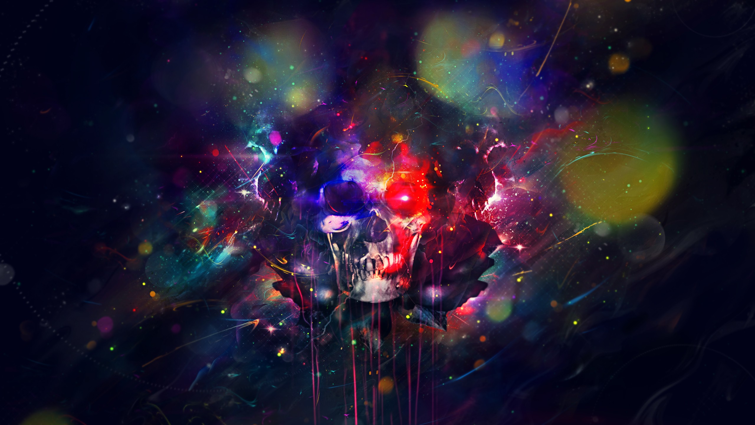 Colorful Skull Fantasy Digital Artwork HD Wallpaper