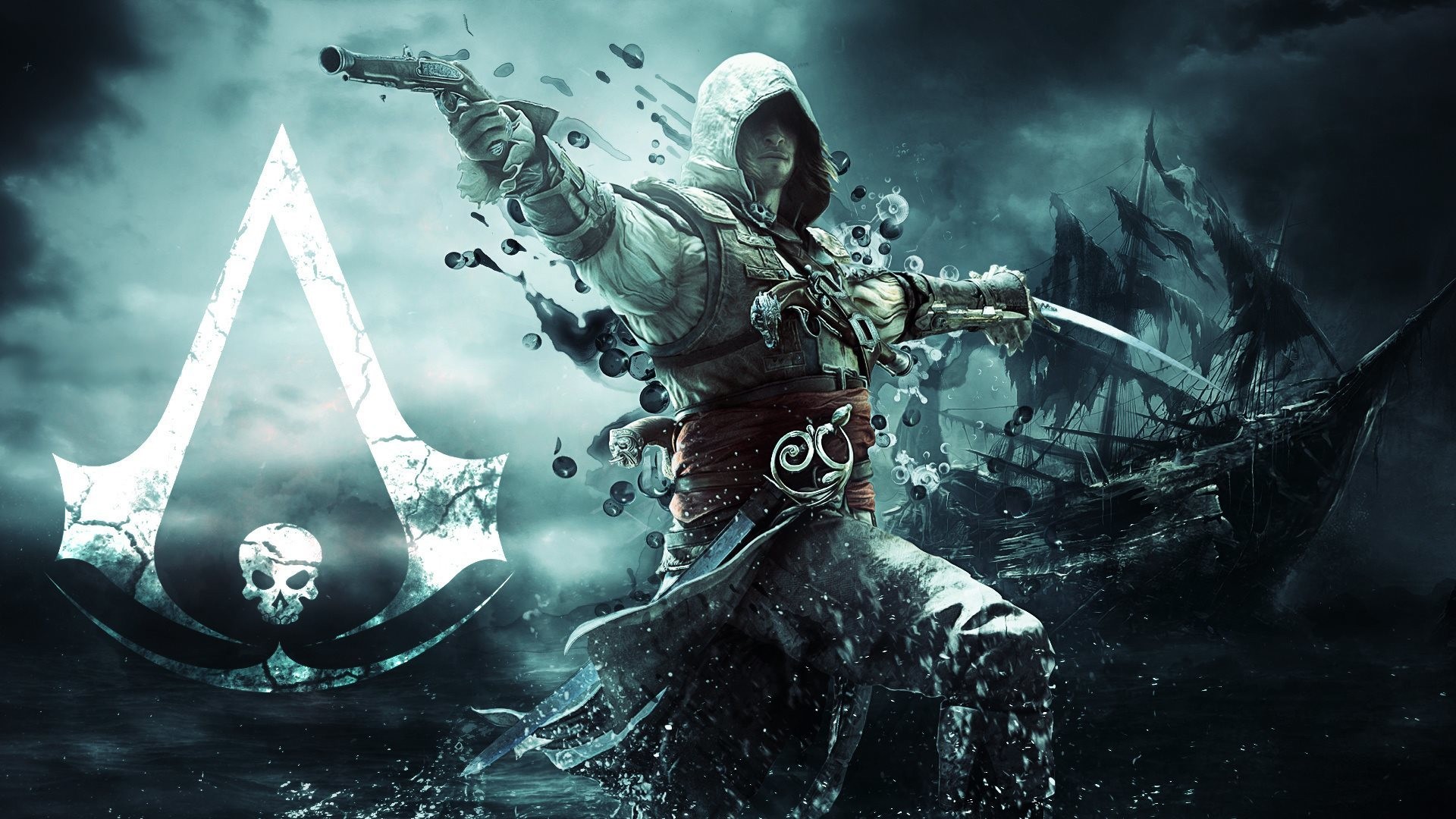 Assassin's Creed IV: Black Flag Logo and Character HD Wallpaper