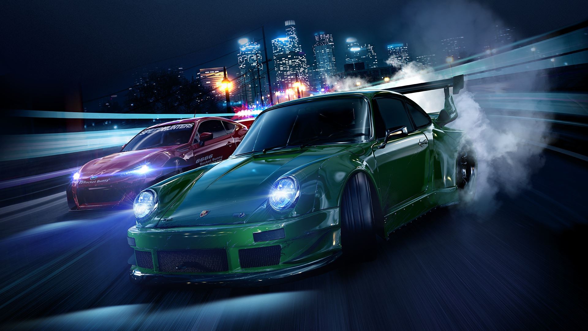 Need for Speed: Two cars racing at night HD Wallpaper