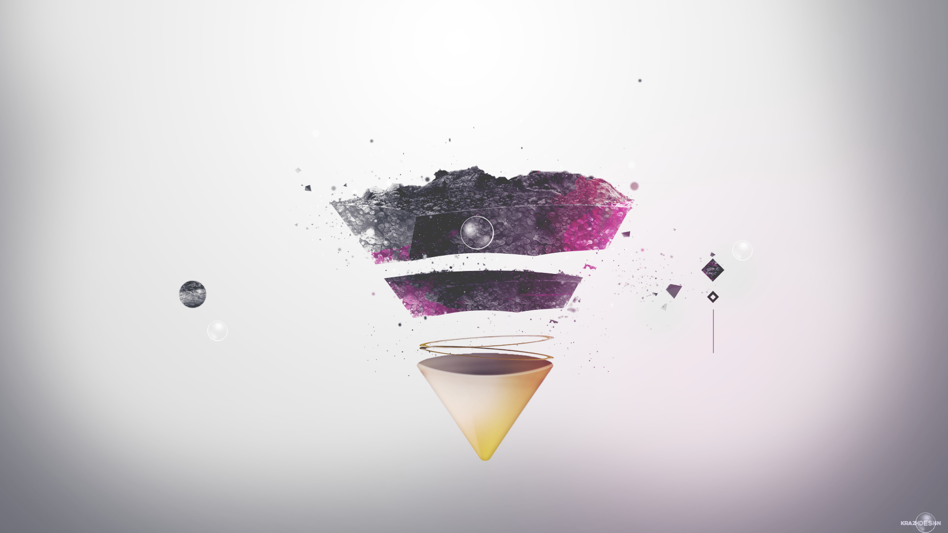 Abstract geometric shapes and textures on a gradient background HD Wallpaper