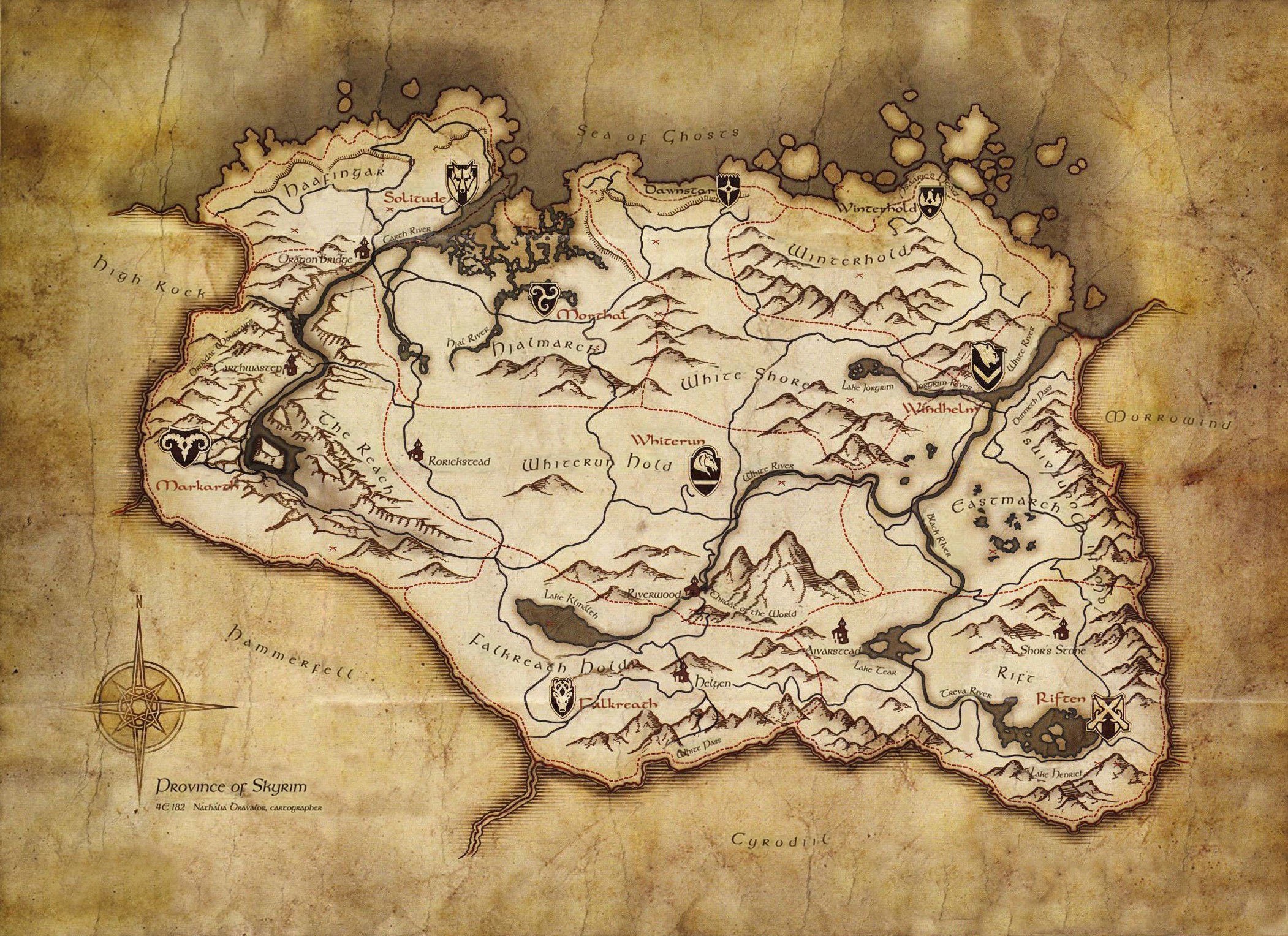 The Elder Scrolls V: Skyrim Map HD Wallpaper