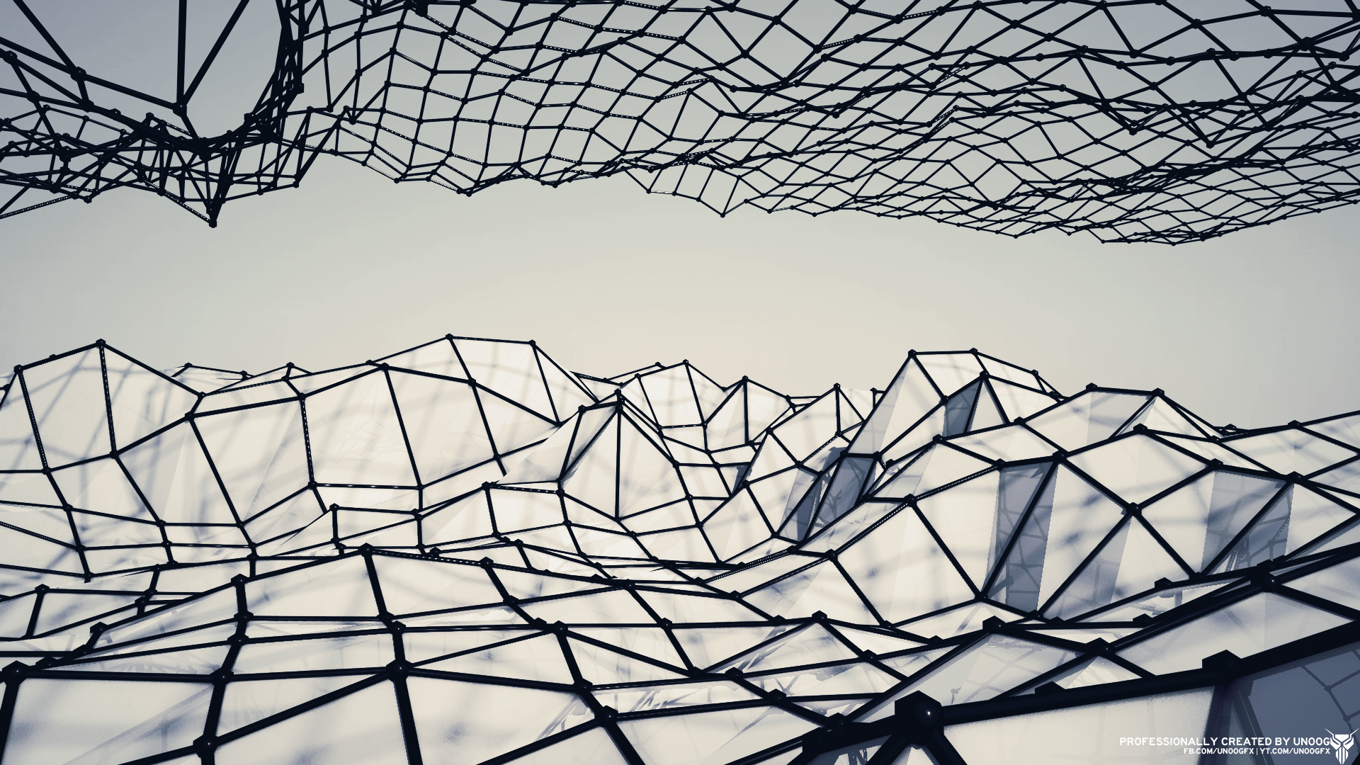Abstract low poly wireframe landscape HD Wallpaper