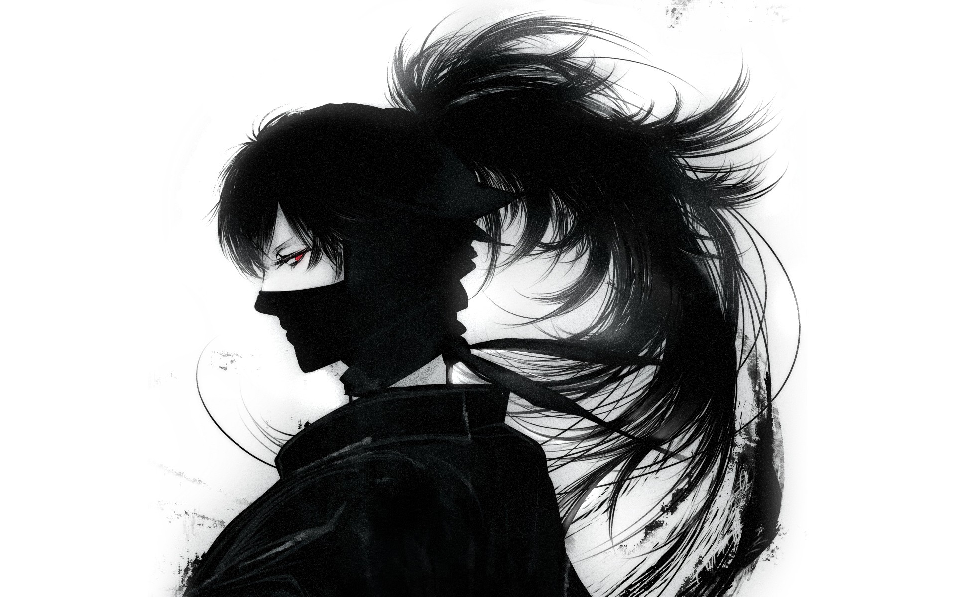 Anime character with black hair and red eyes HD Wallpaper