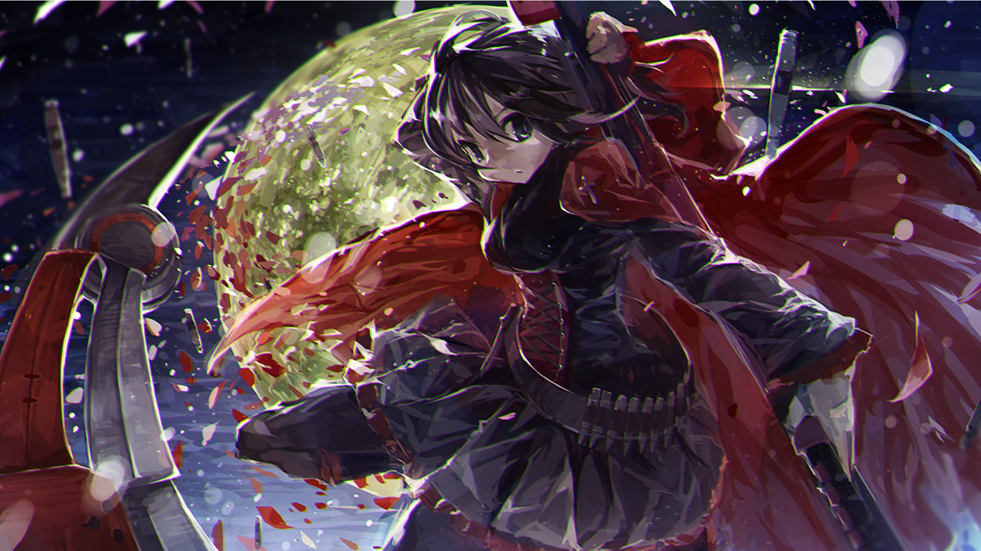 Ruby Rose in front of a large moon HD Wallpaper