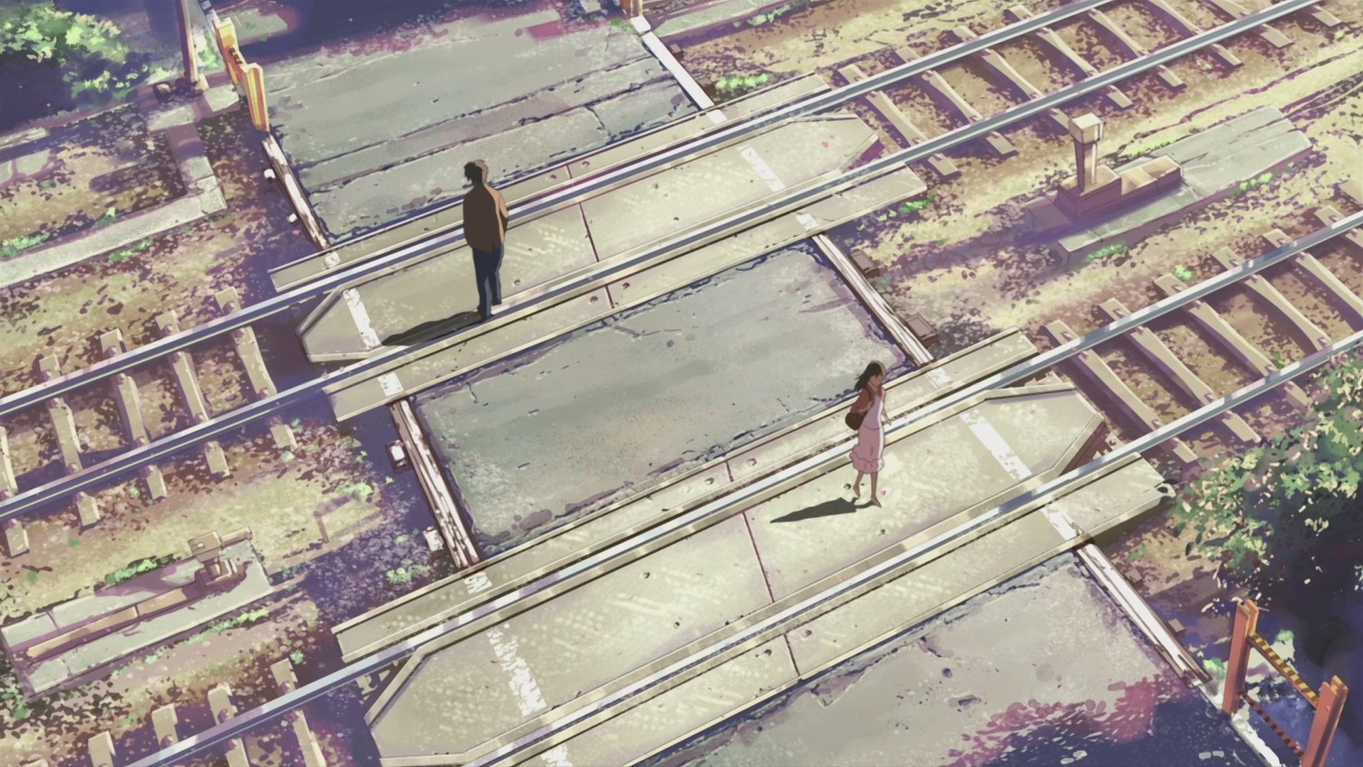 5 Centimeters Per Second train tracks crossing HD Wallpaper