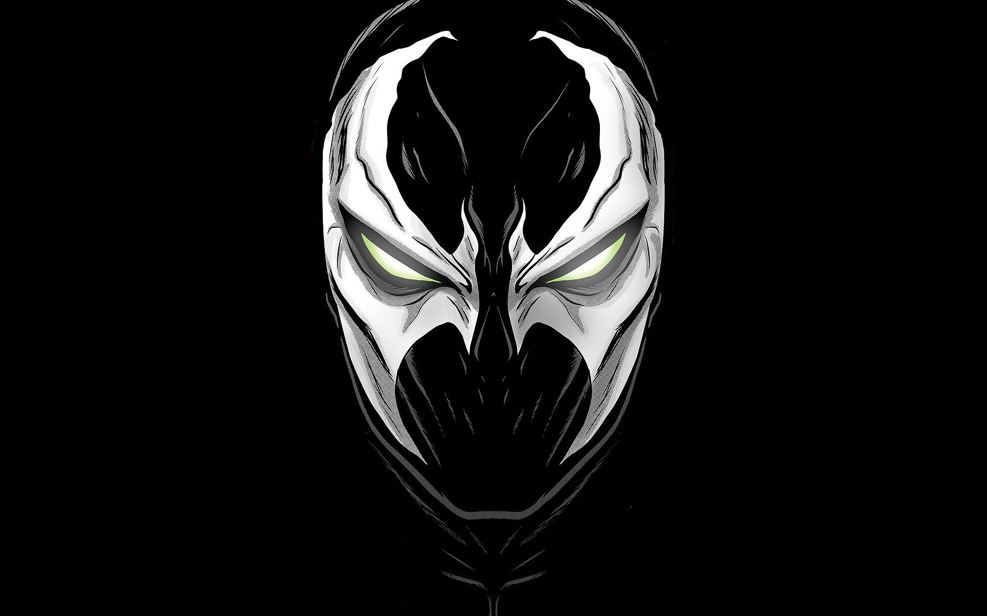 Spawn mask with glowing green eyes HD Wallpaper