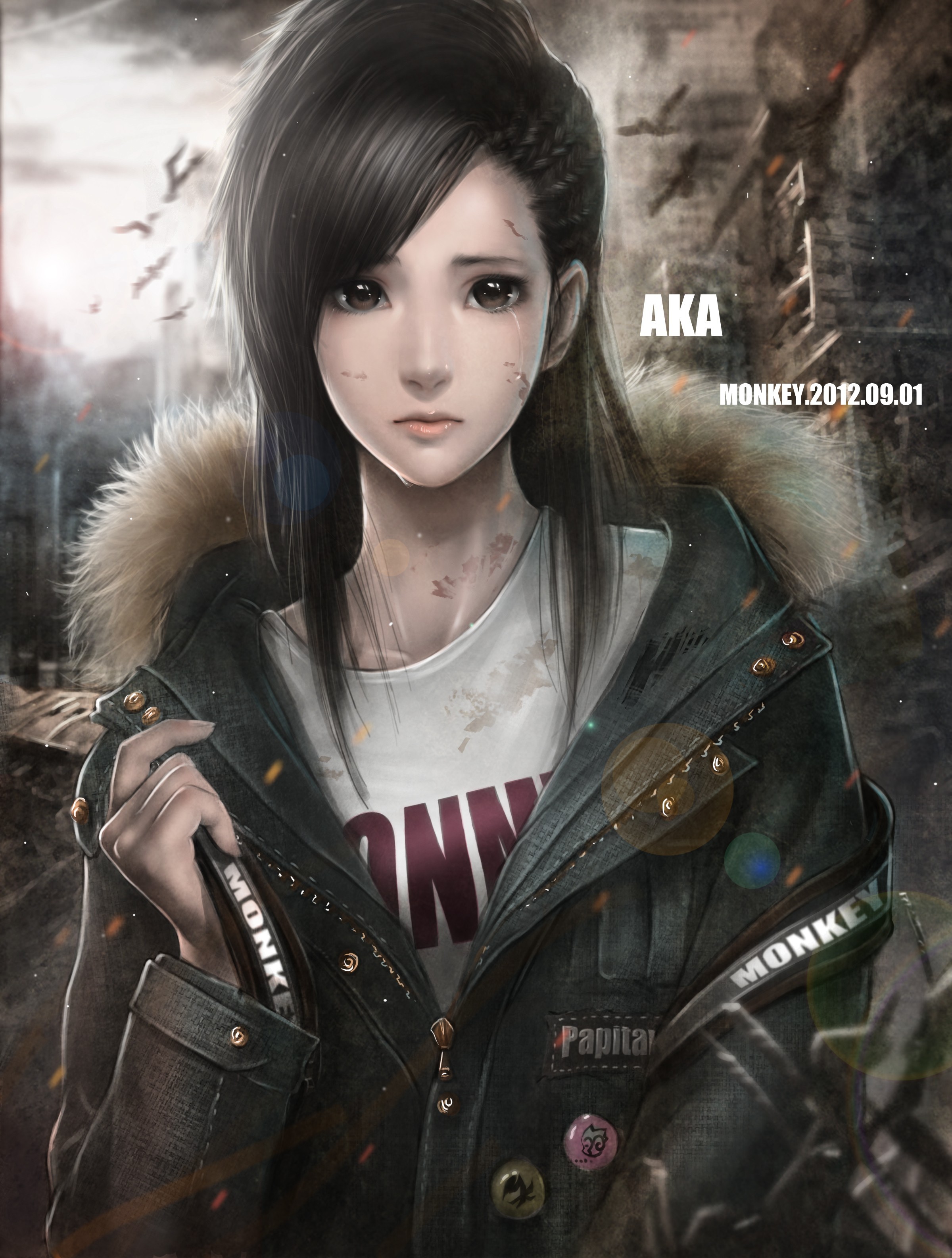 Anime girl with tears, AKA, MONKEY.2012.09.01 HD Wallpaper