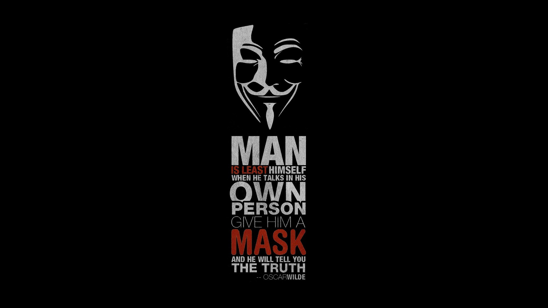 Anonymous mask and Oscar Wilde quote HD Wallpaper
