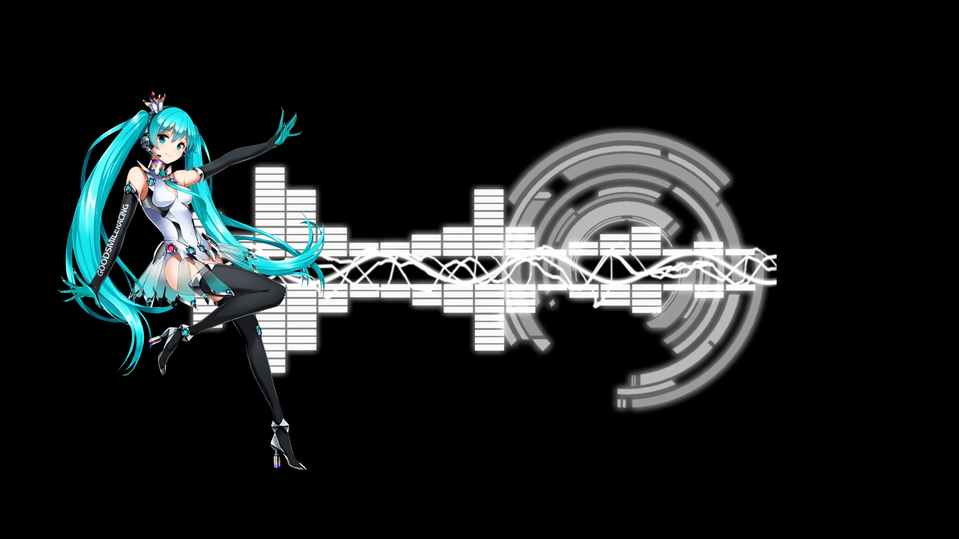 Hatsune Miku with Music Visualizer HD Wallpaper