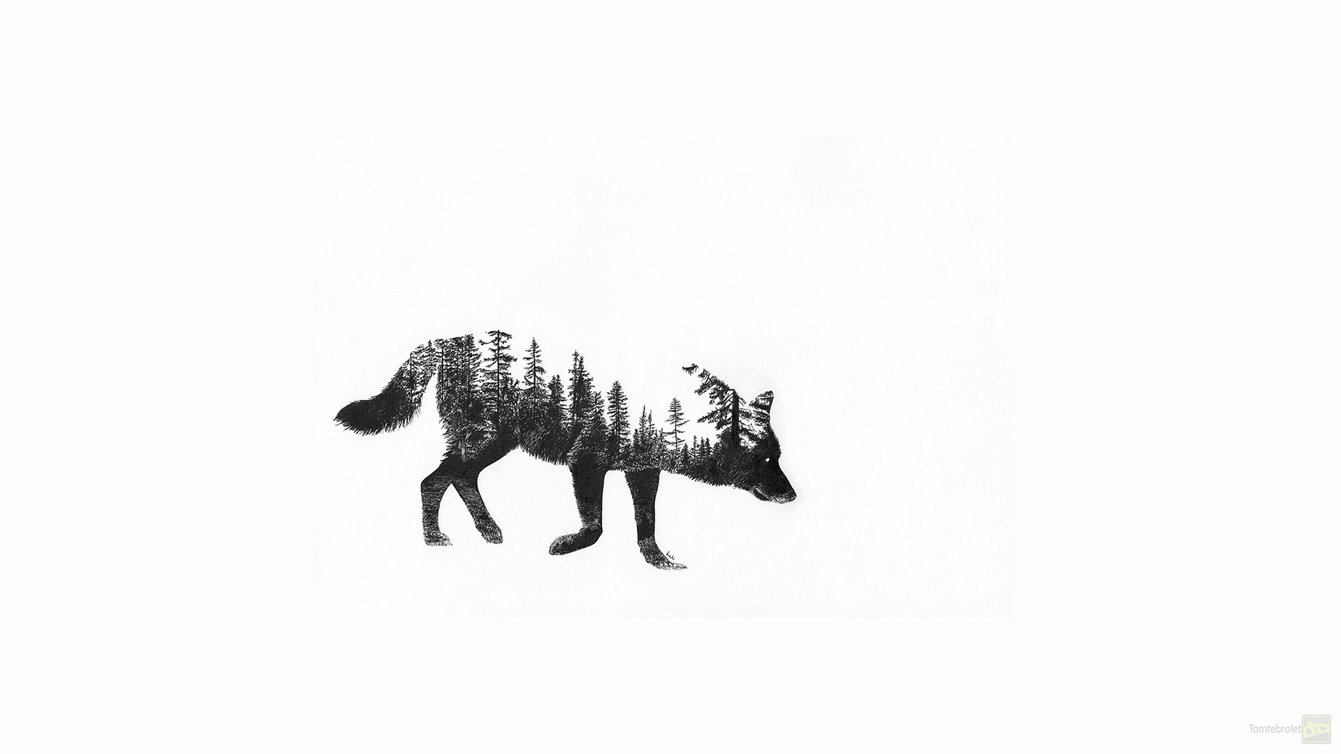 Wolf silhouette filled with a forest landscape HD Wallpaper
