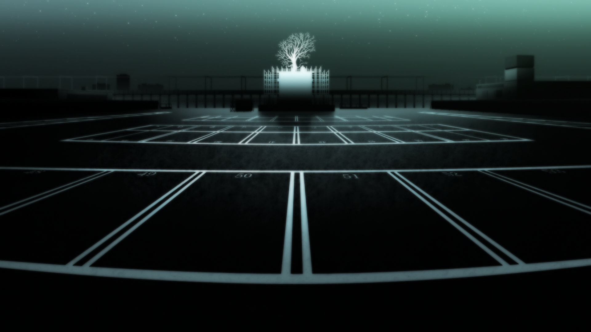 Monogatari Series anime parking lot with tree HD Wallpaper
