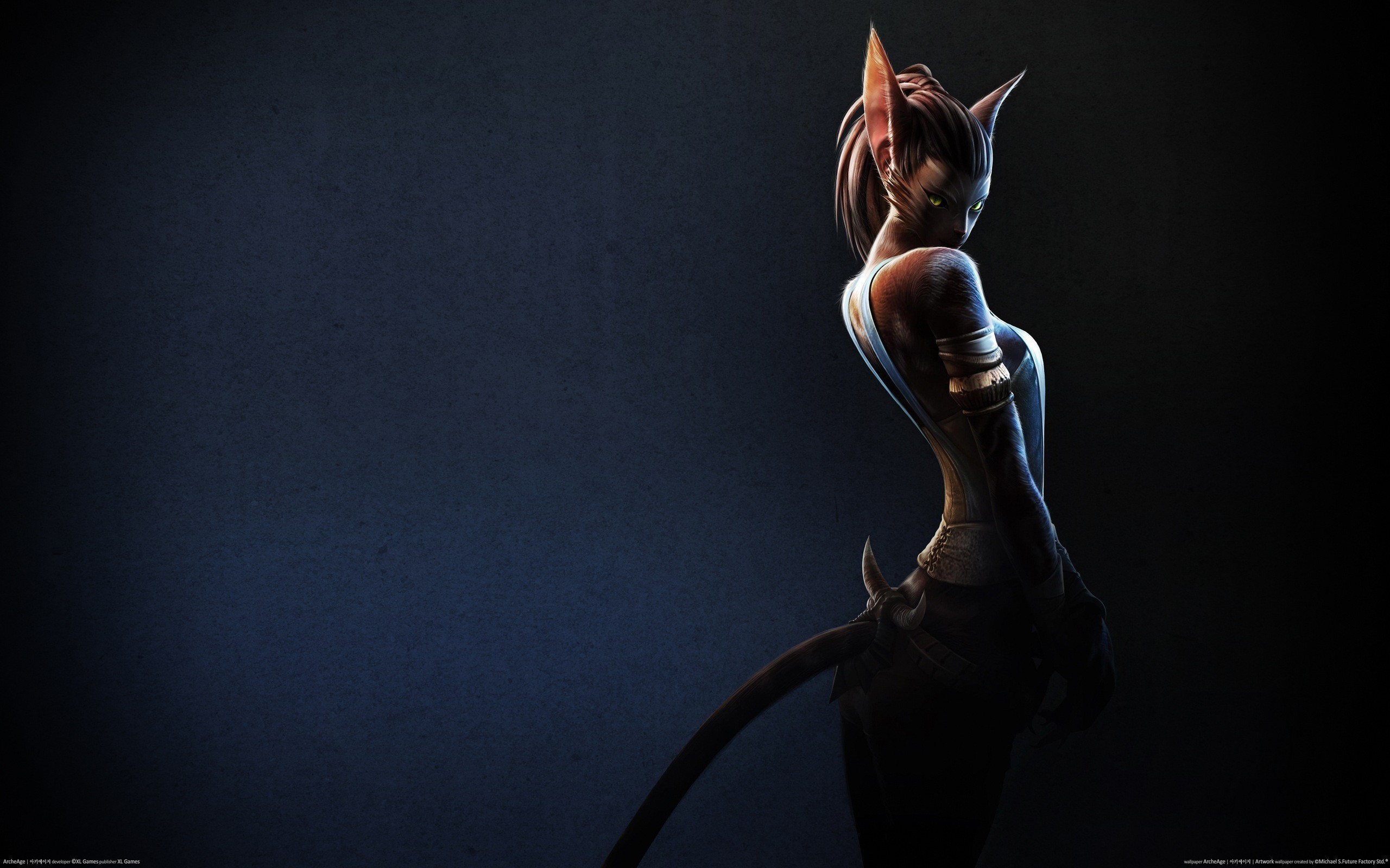 Cat-like woman with a tail HD Wallpaper
